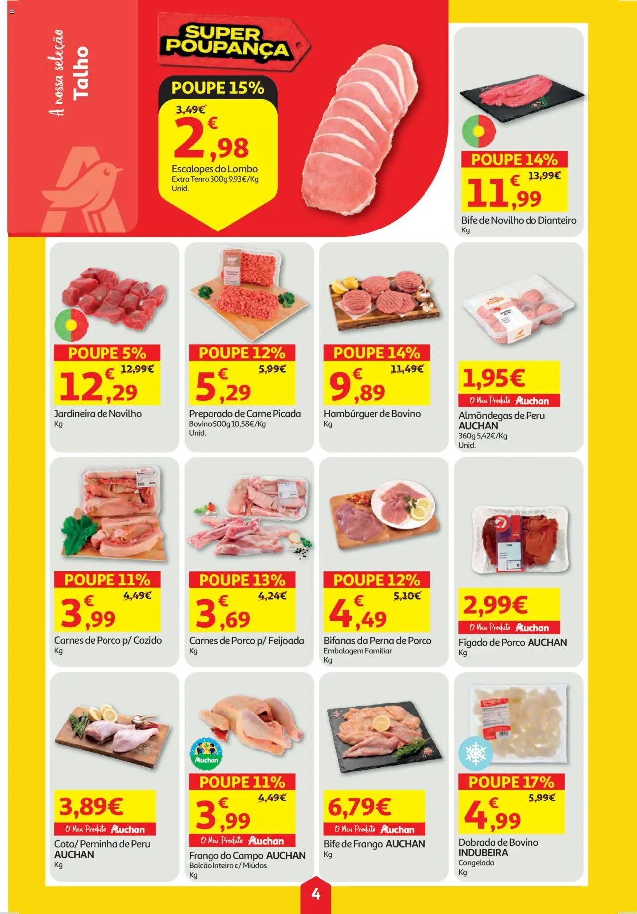Auchan folheto │ válido de 18.09.2025 | Página: 4 | Produtos: Frango, Peru, Carne picada, Carne