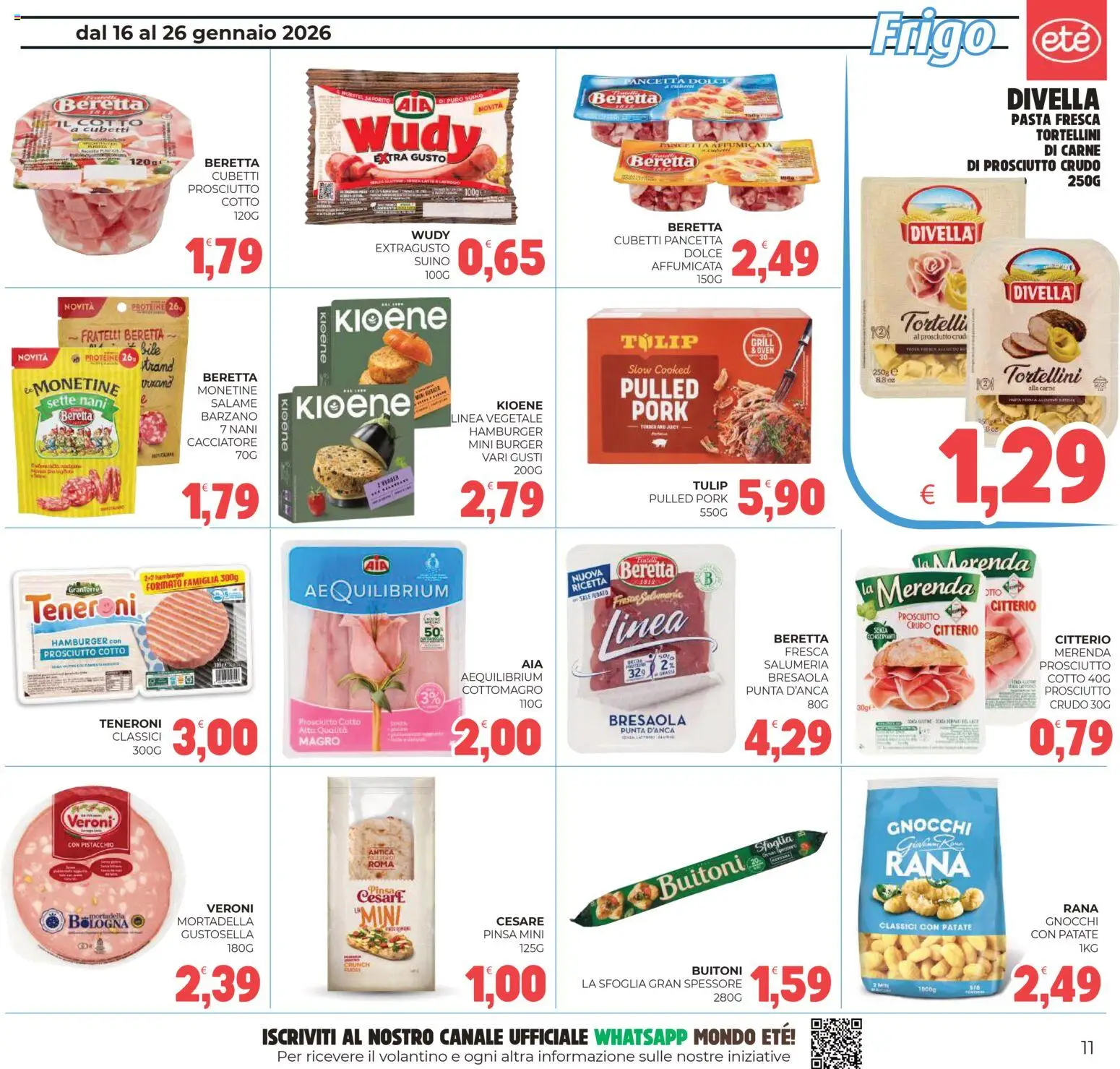 Volantino Eté del 16.01.2026 | Pagina: 11 | Prodotti: Salame, Sale, Gnocchi, Hamburger