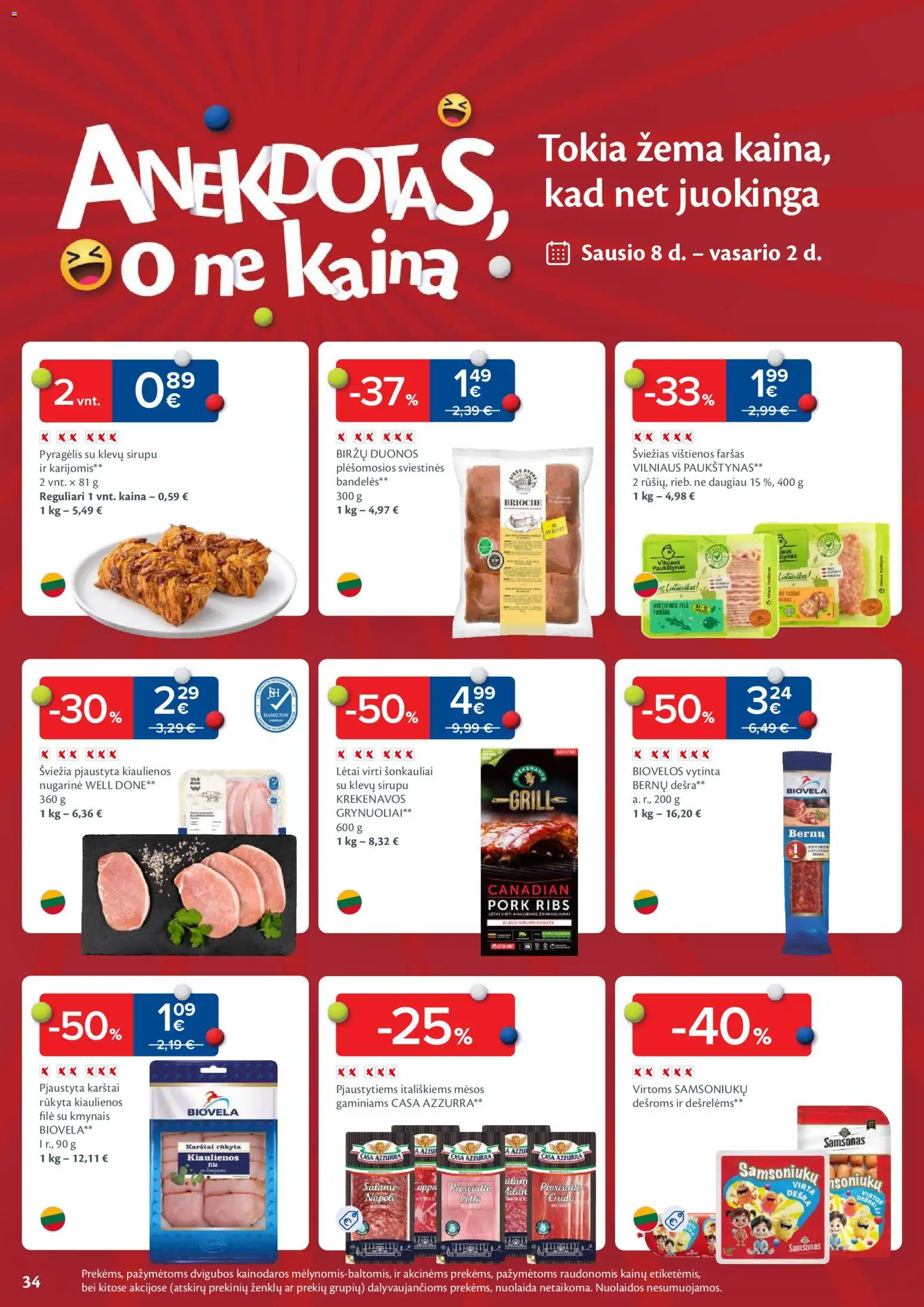 MAXIMA akcijos nuo 27.01.2026 | Puslapis: 34 | Prekių: Vištienos, Kiaulienos, Bandelės, Dešra