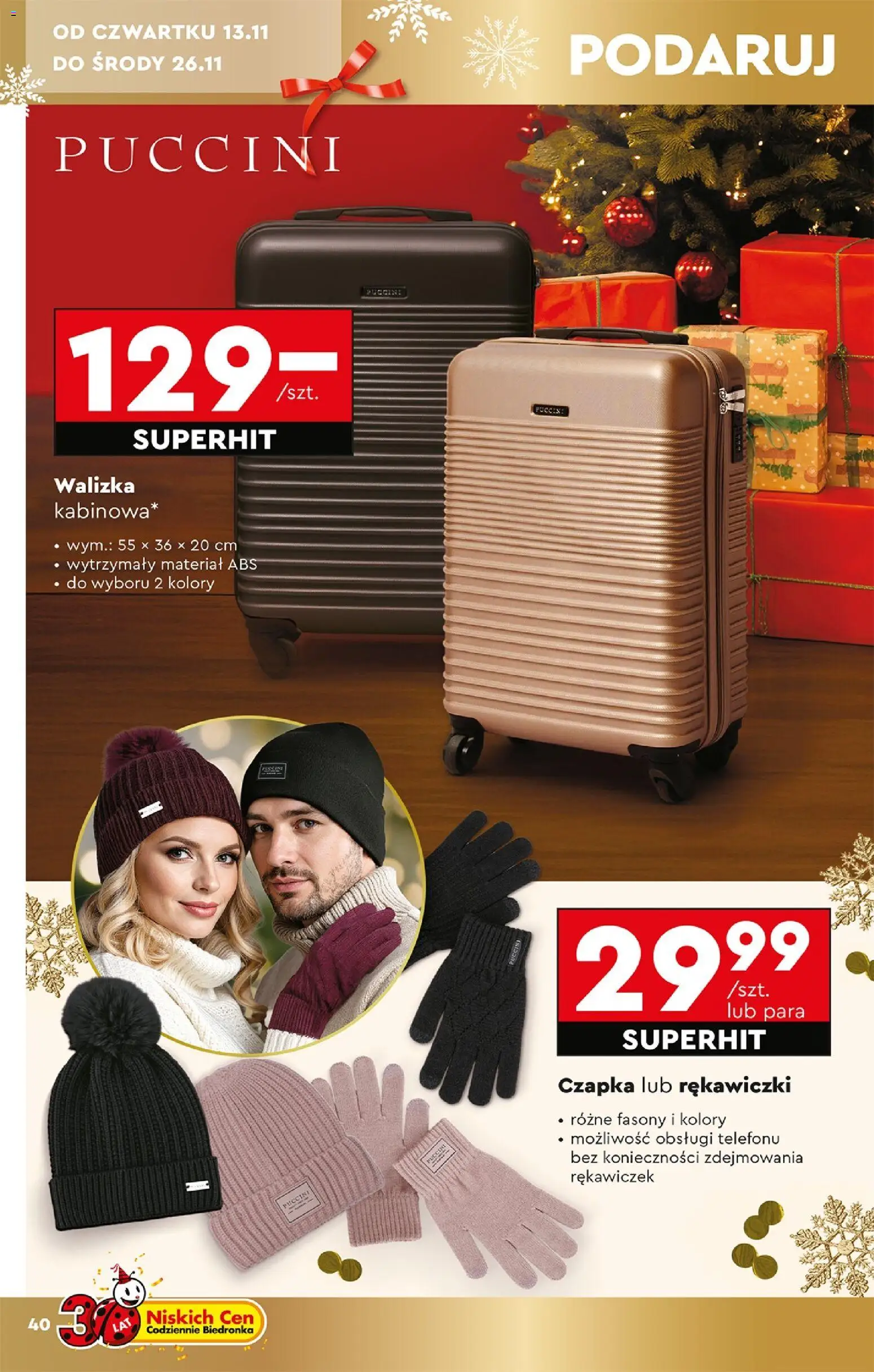 Biedronka gazetka - Hity i inspiracje od 10.11.2025 | Strona: 42 | Produkty: Czapka, Rękawiczki, Walizka