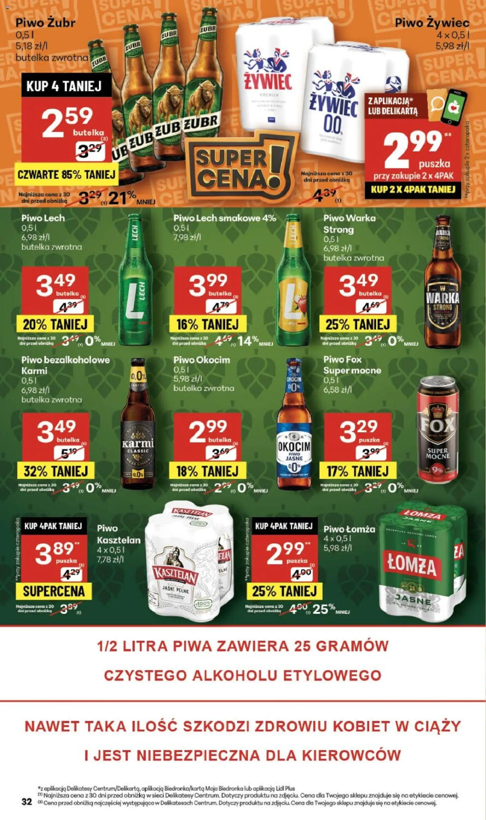 Delikatesy Centrum Gazetka - Sklepy Własne od 04.12.2025 | Strona: 32 | Produkty: Piwo żubr, Delikatesy, Warka, Piwo