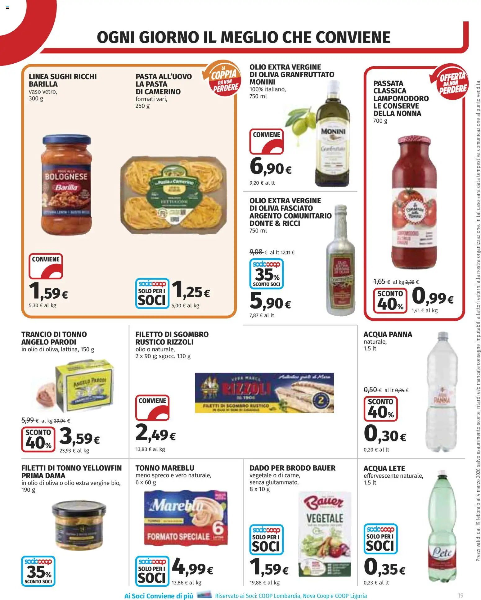 Volantino COOP del 19.02.2026 | Pagina: 19 | Prodotti: Acqua Panna, Panna, Data, Olio di Oliva