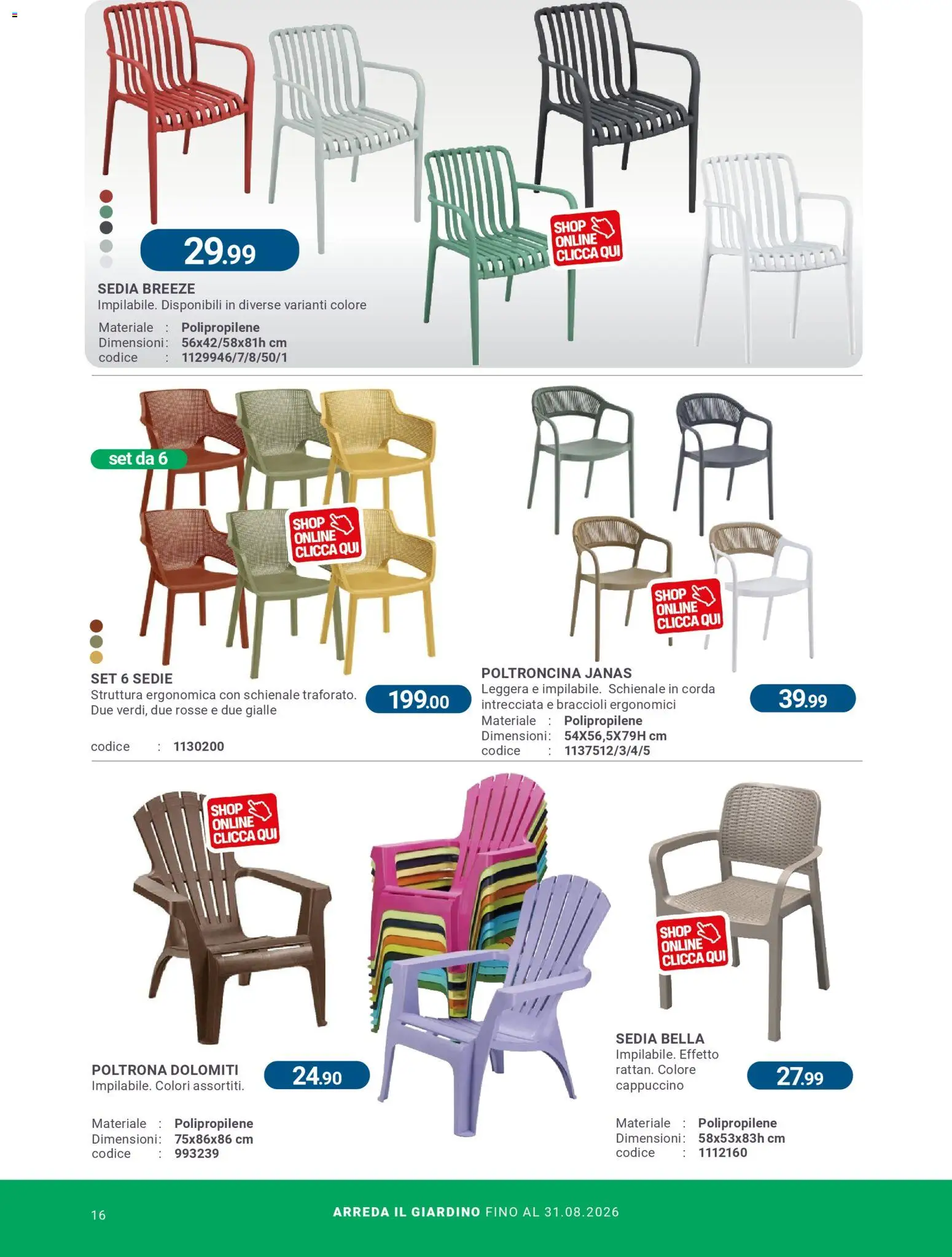 Volantino CFadda del 08.04.2026 | Pagina: 16 | Prodotti: Braccioli, Poltrona, Sedia