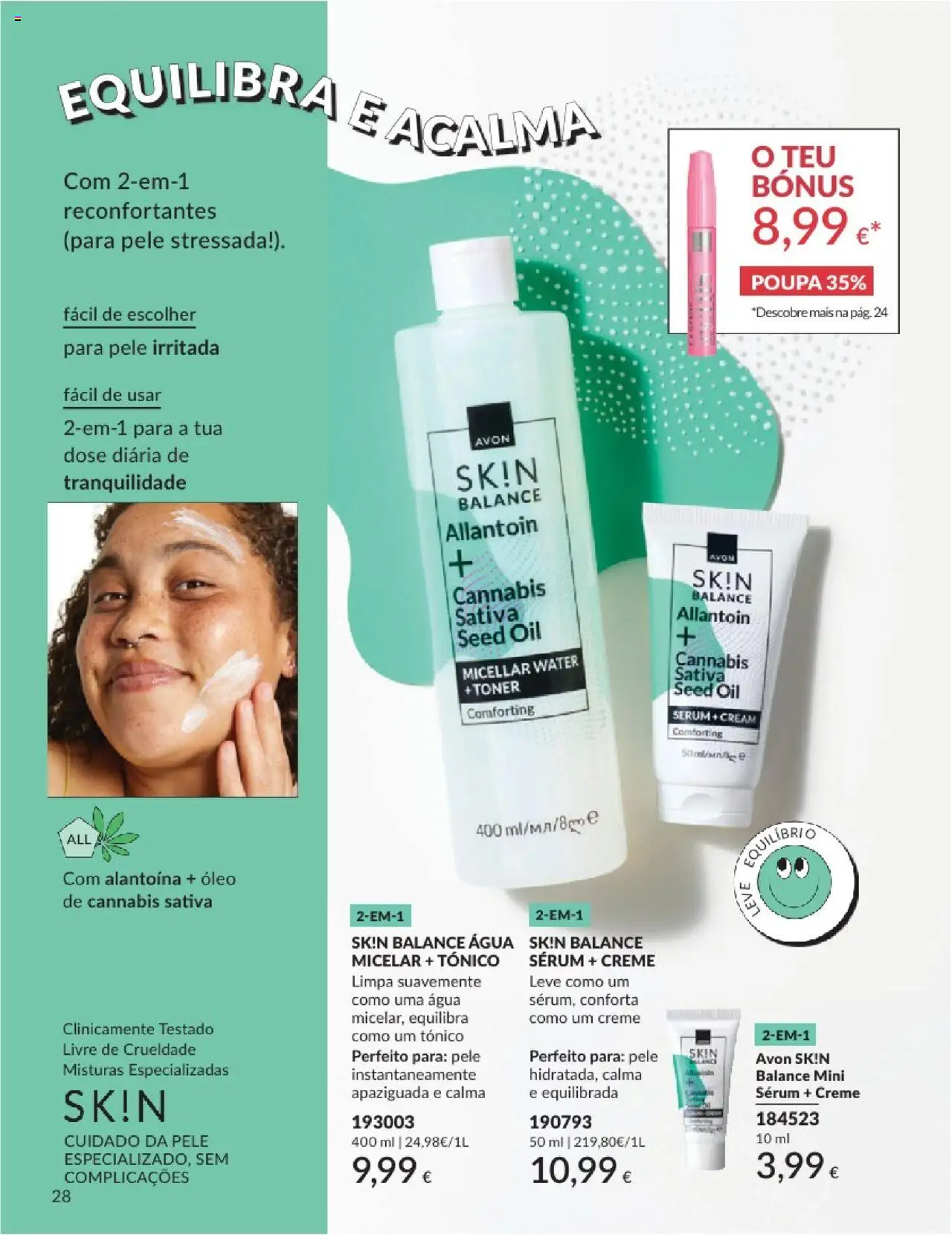 Catálogo Avon Campanha 8 │ válido de 01.08.2025 | Página: 28 | Produtos: Agua, Toner, Água micelar, Óleo