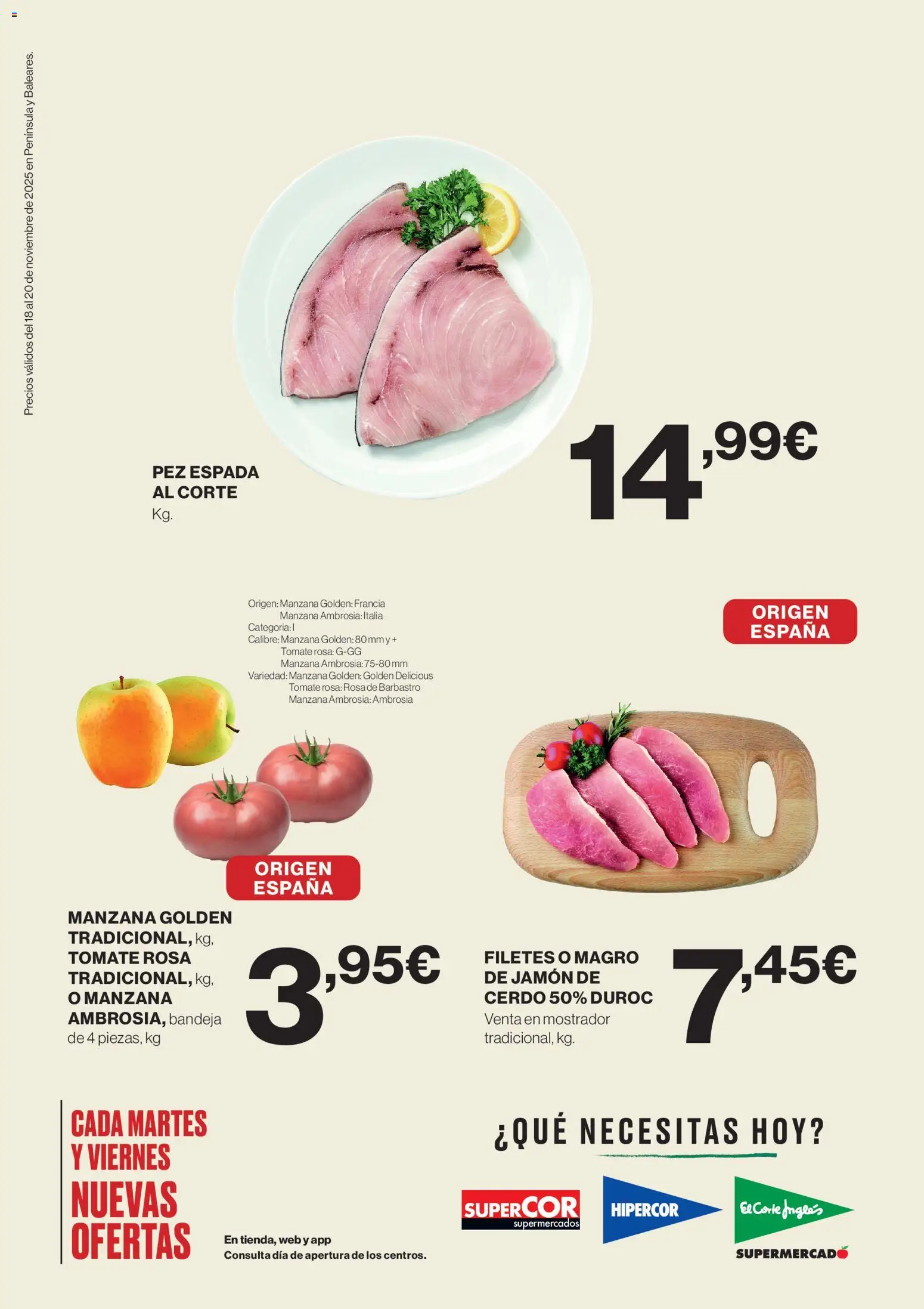 Supercor Península y Baleares │ válido desde el 18.11.2025 | Página: 2 | Productos: Jamón, Cerdo, Manzana, Bandeja