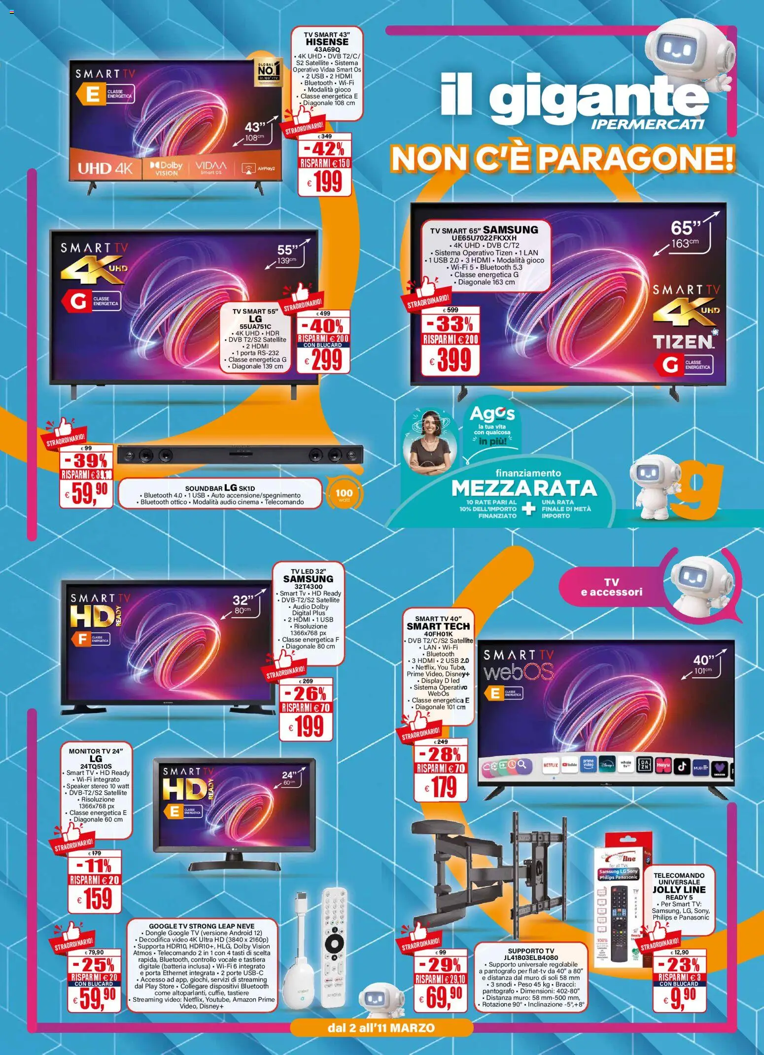 Volantino Il Gigante del 02.03.2026 | Pagina: 1 | Prodotti: Monitor, smart TV, Soundbar, Batteria