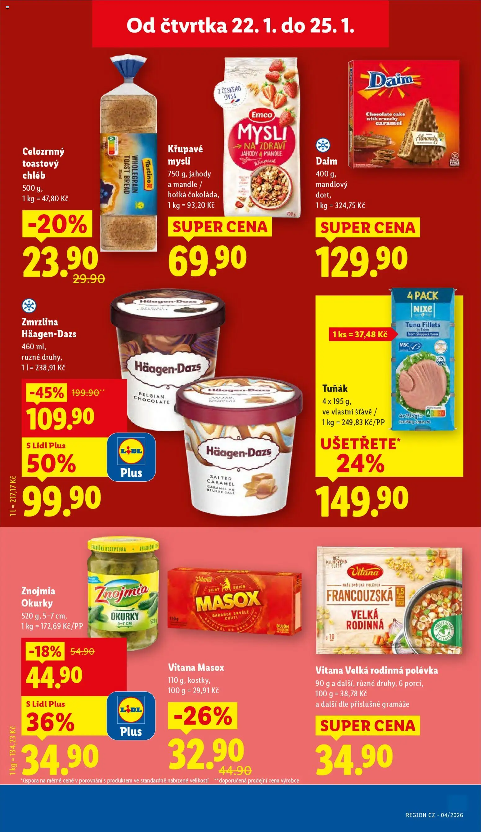 Lidl leták od 22.01.2026 | Strana: 13 | Produkty: Tuňák, Jahody, Zmrzlina, Mandle