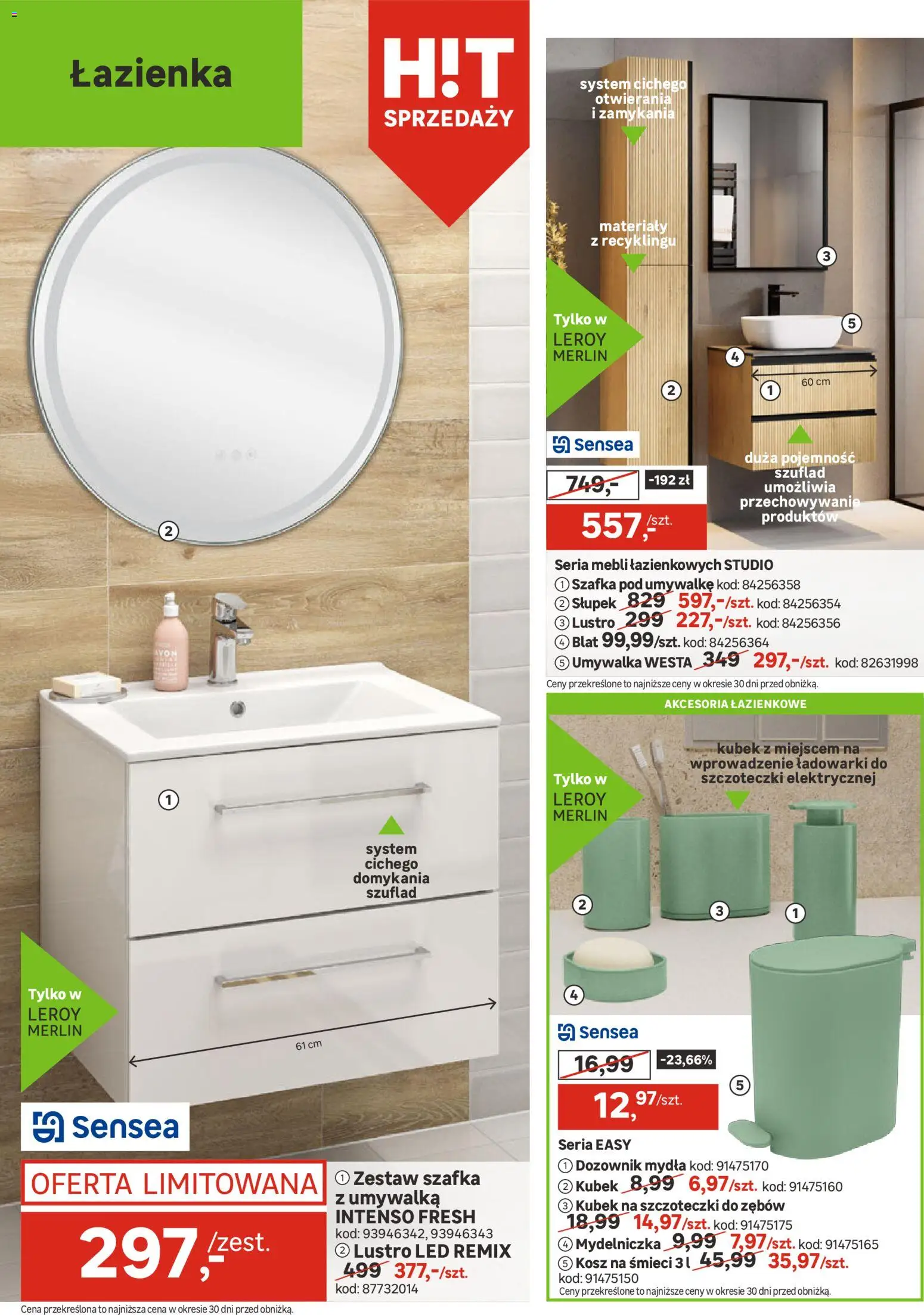 Leroy Merlin Gazetka od 28.01.2026 | Strona: 10 | Produkty: Umywalka, Kosz, Lustro