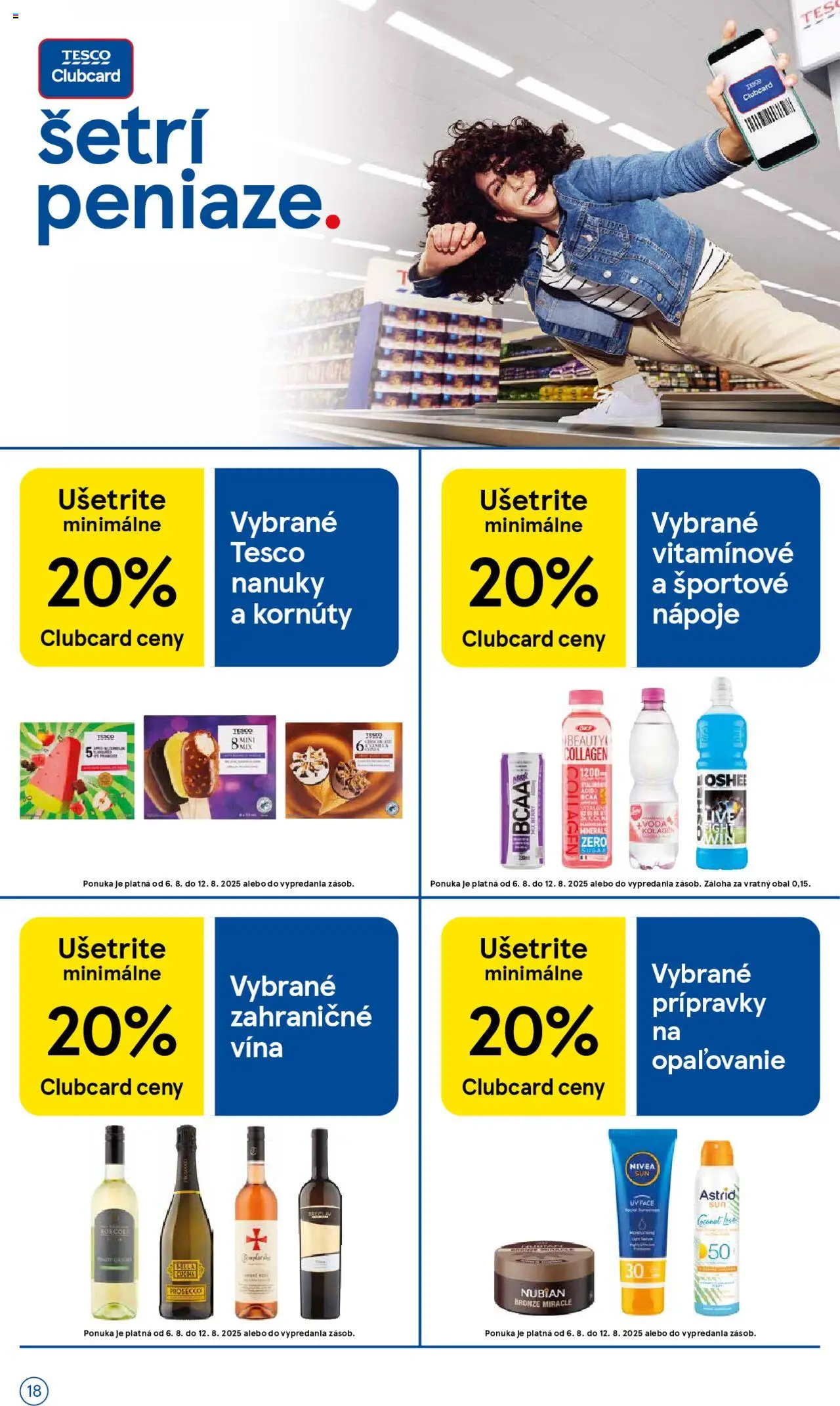 Tesco Hypermarket - leták │ platný od 06.08.2025 | Strana: 18 | Produkty: Nivea, Prosecco, Kolagén, Nanuky