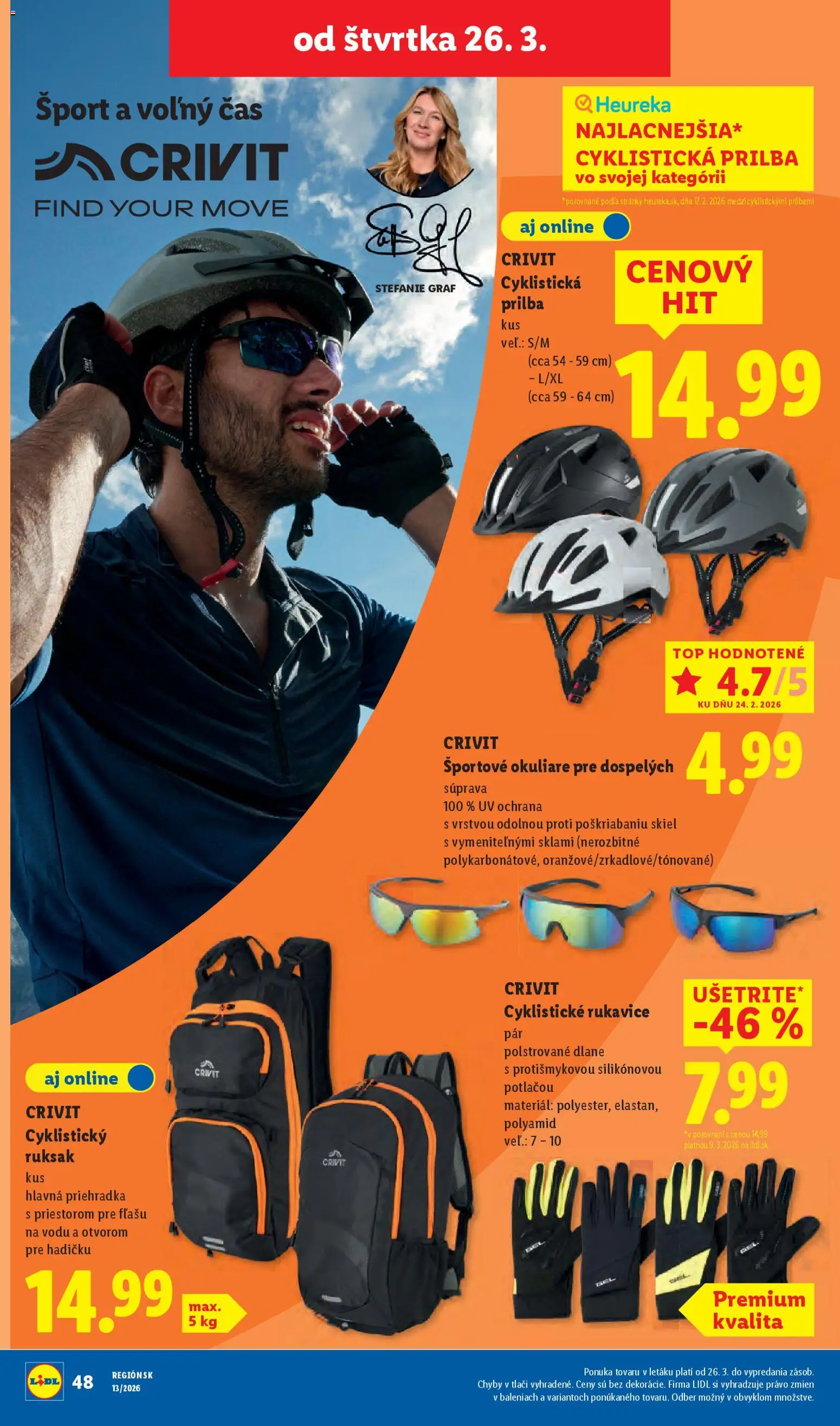 Nové Lidl akcie – leták je platný od 23.03.2026 | Strana: 94 | Produkty: Ruksak, Rukavice, Okuliare