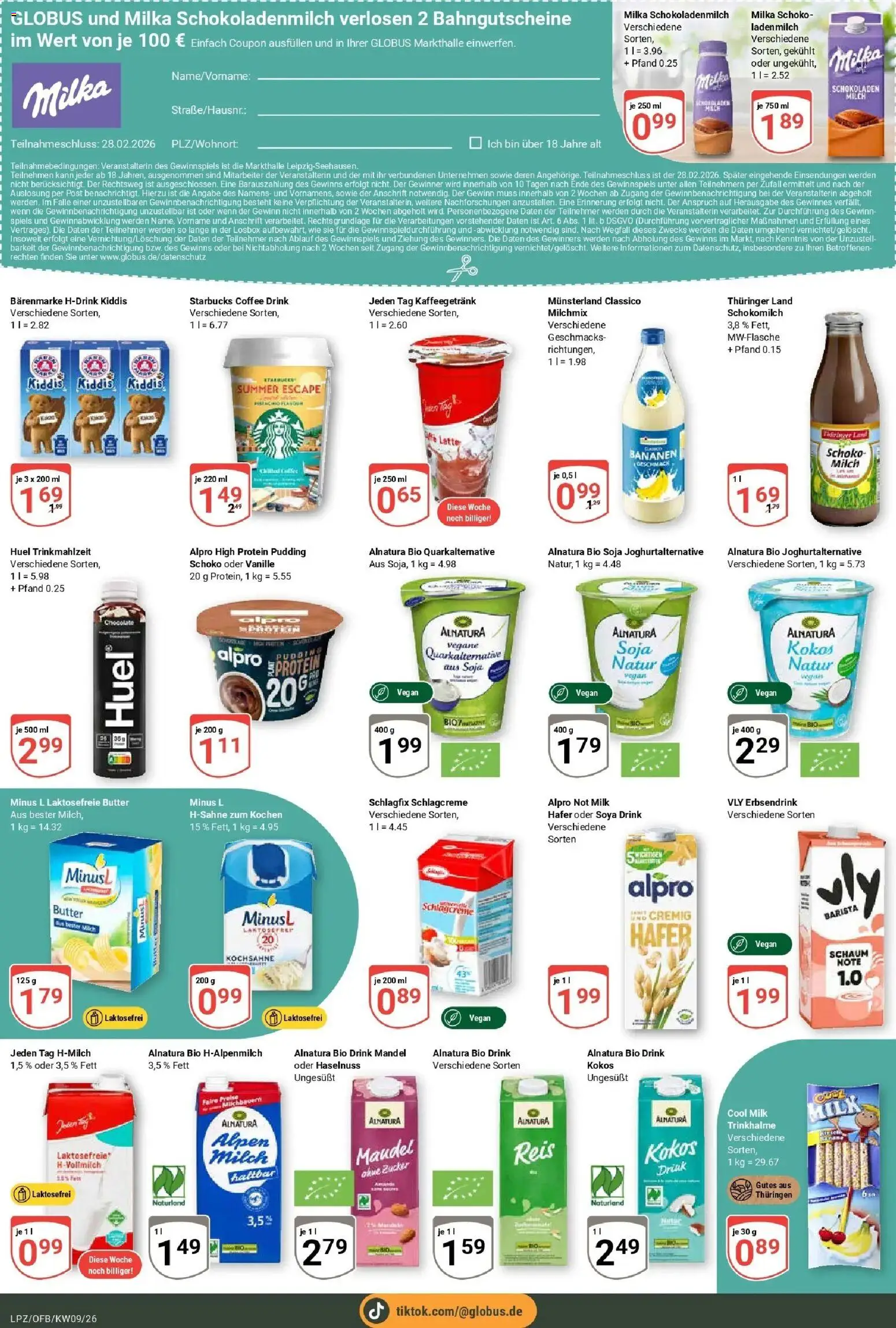 Globus Prospekt Leipzig – gültig ab 23.02.2026 | Seite: 9 | Produkte: Starbucks, Bananen, Alpro, Zucker