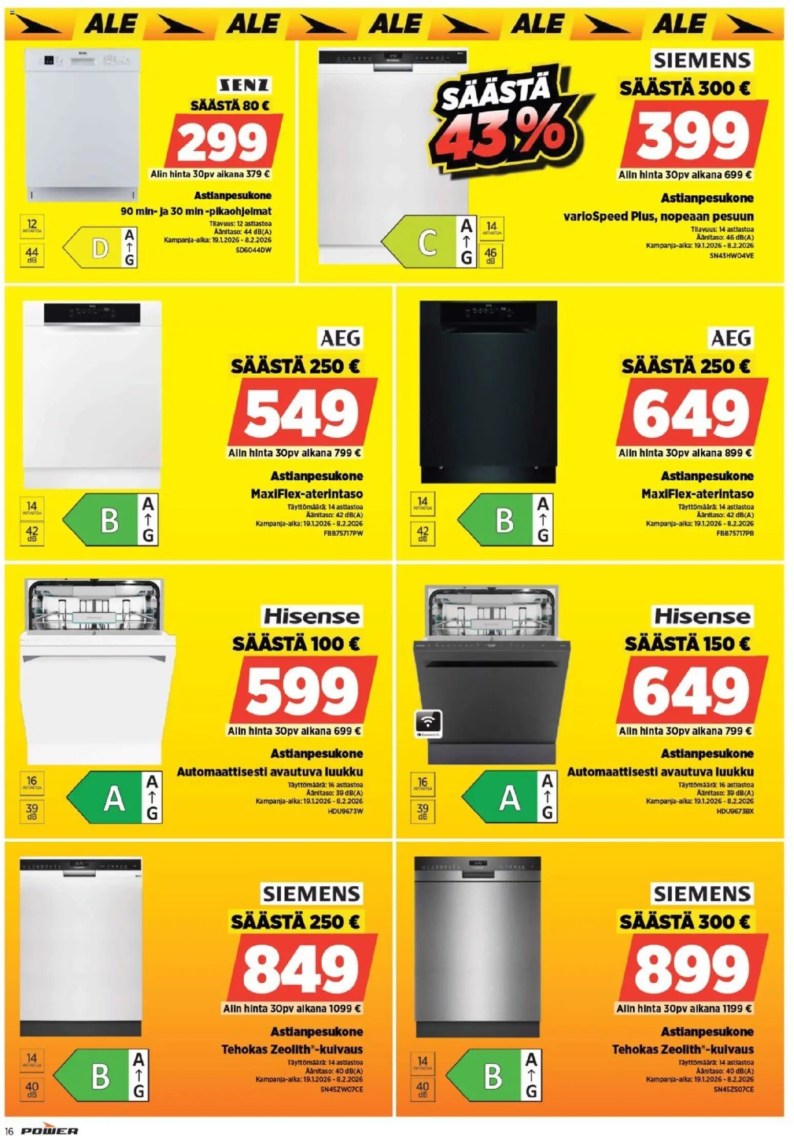 Power tarjoukset – voimassa 26.01.2026 alkaen | Sivu: 19 | Tuotteet: Astianpesukone