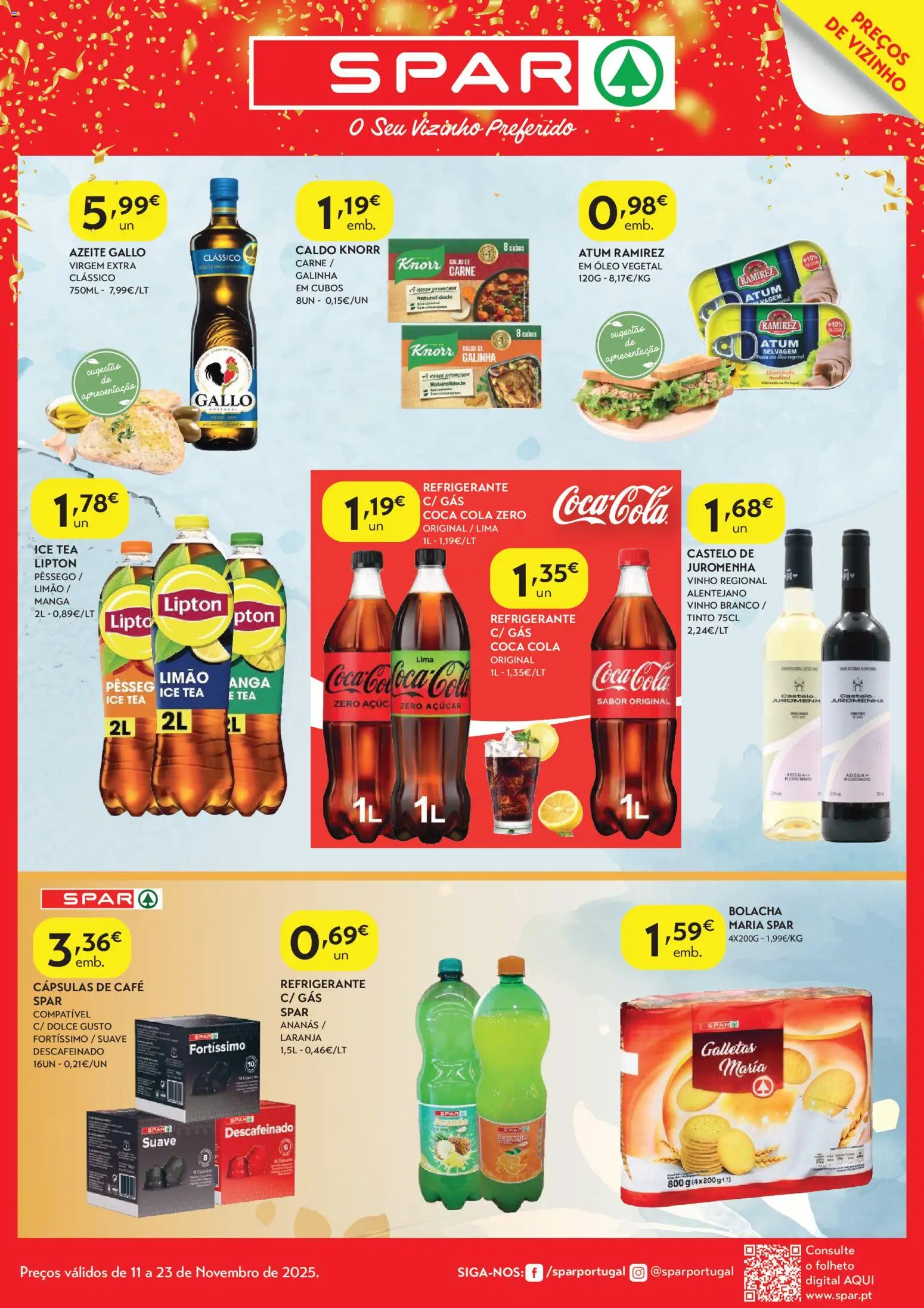 Spar - folheto │ válido de 11.11.2025 | Página: 1 | Produtos: Refrigerante, Knorr, Óleo, Café