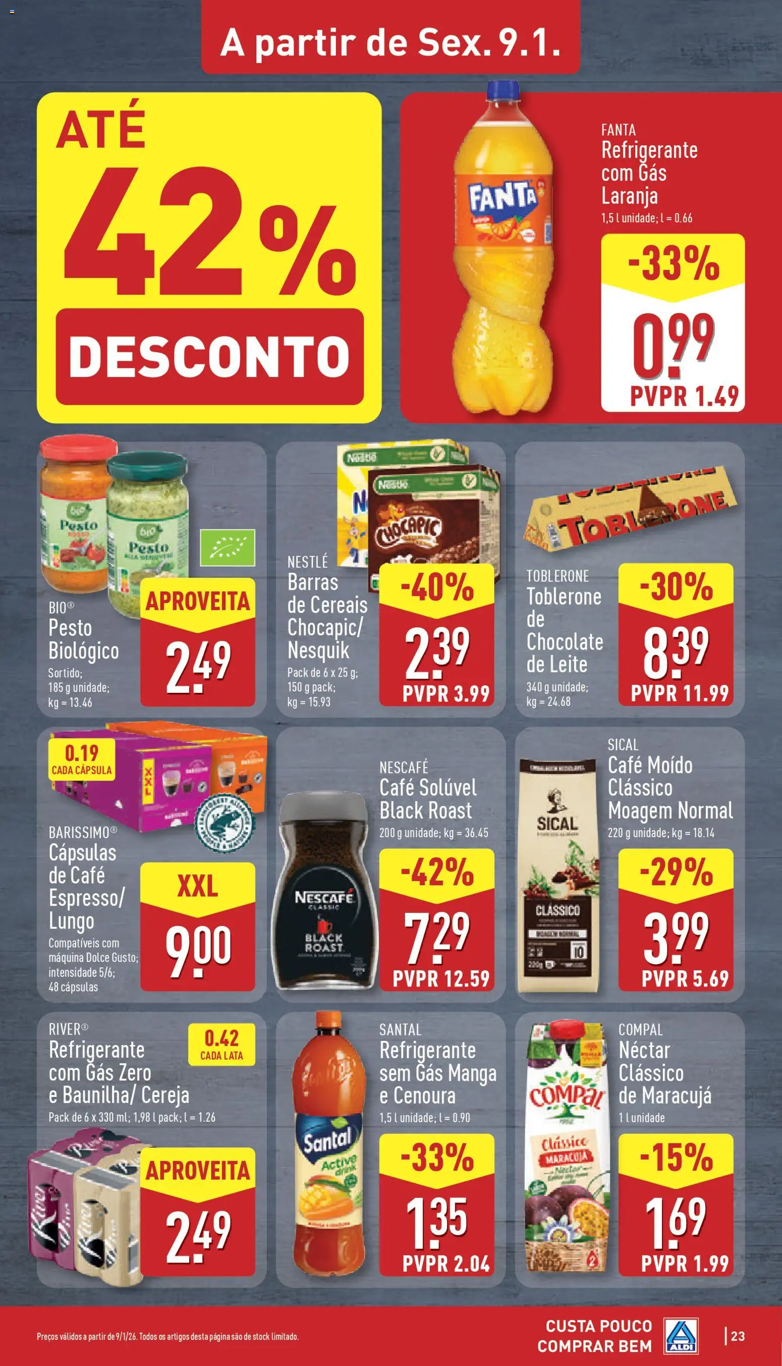 Aldi folheto │ válido de 05.01.2026 | Página: 23 | Produtos: Fanta, Cereja, Leite, Cereais