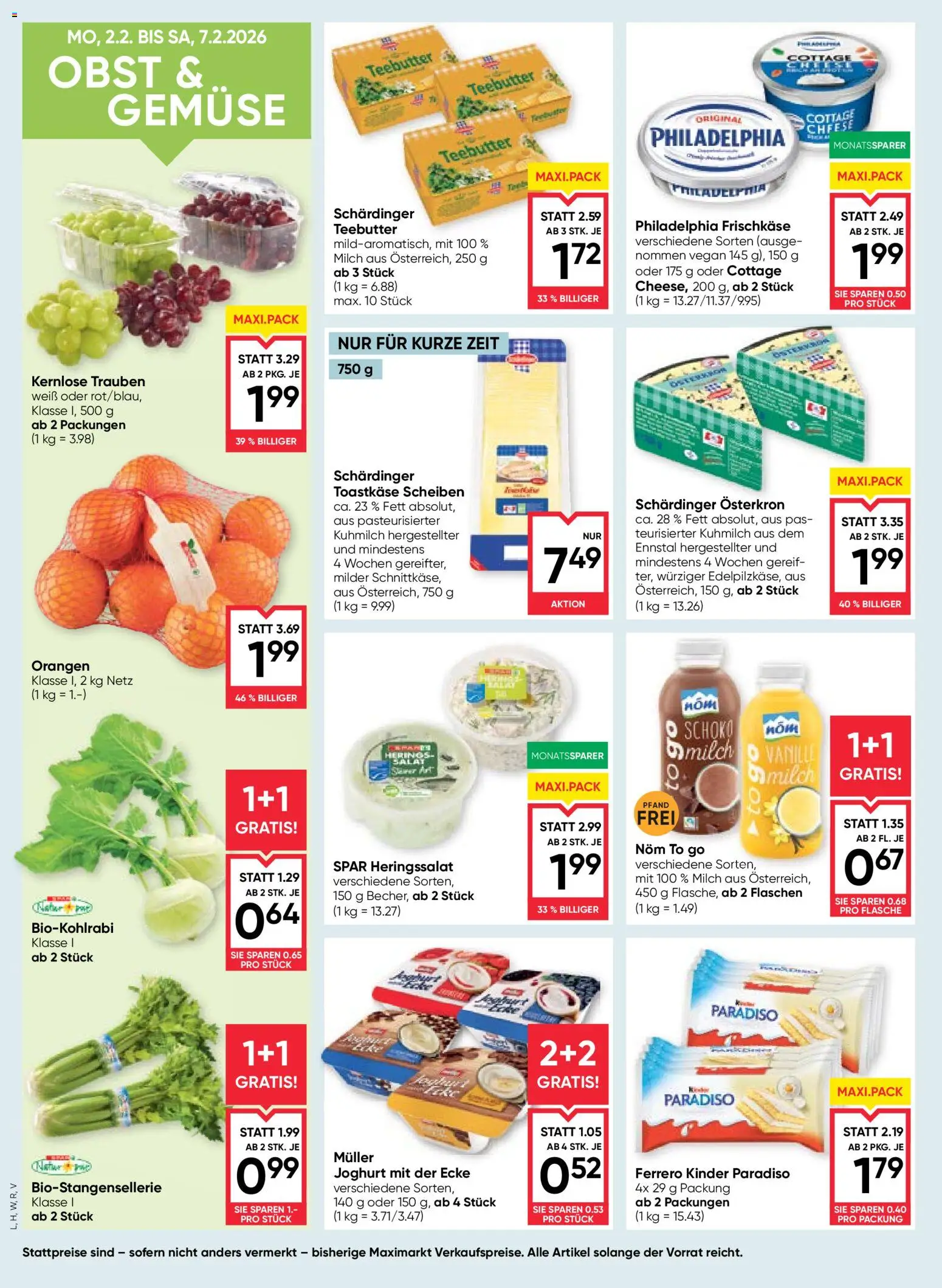 Maximarkt Flugblatt gültig ab 05.02.2026 | Seite: 10 | Produkte: Salat, Obst, Milch, Orangen
