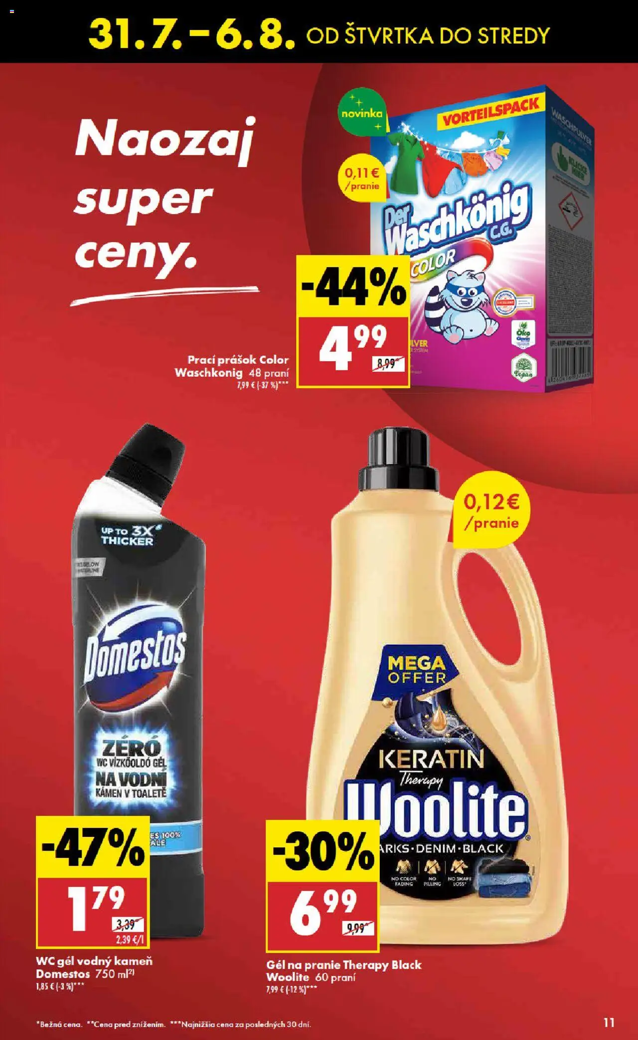 Biedronka leták │ platný od 31.07.2025 | Strana: 11 | Produkty: Wc, Prací prášok, Woolite, Domestos