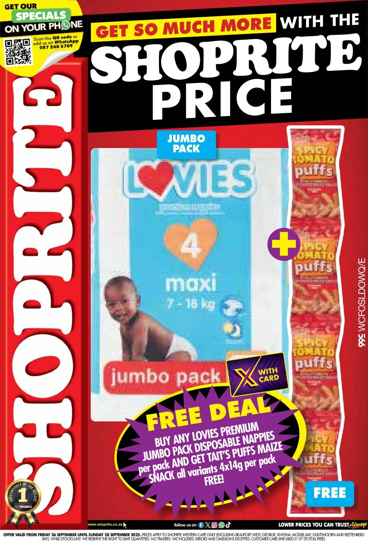 New Shoprite catalogue – valid from 26.09.2025 | Page: 1 | Products: Phone, Nappies
