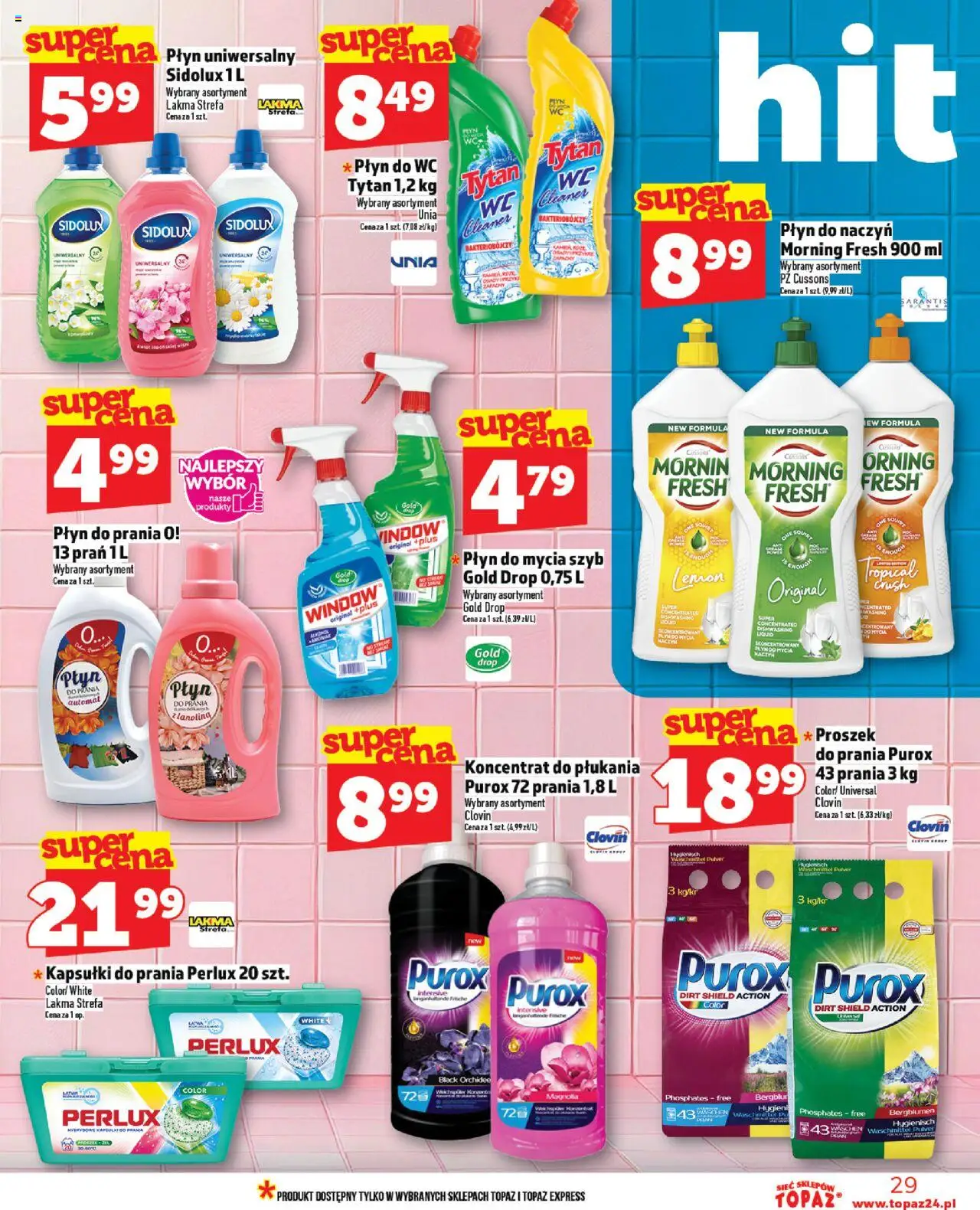 Topaz Gazetka od 14.08.2025 | Strona: 29 | Produkty: Płyn do mycia szyb, Cleaner, Kapsułki do prania