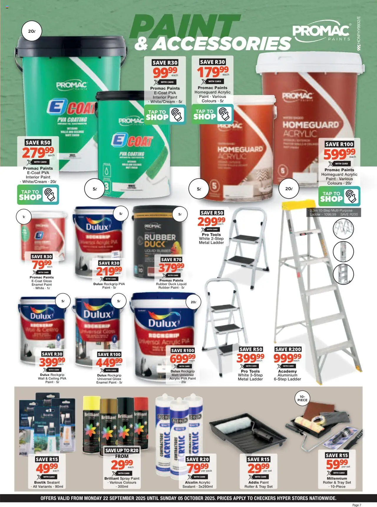 New Checkers catalogue – valid from 22.09.2025 | Page: 7 | Products: Paint, Bath, Tap, Enamel