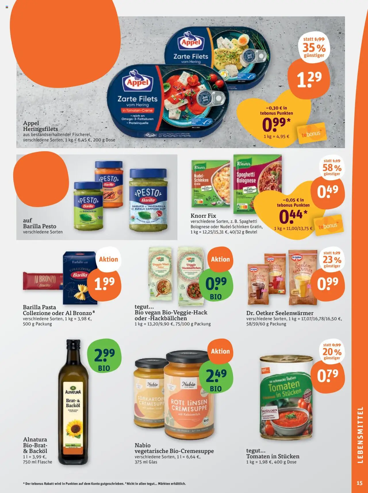 Tegut Prospekt - gültig ab dem 11.08.2025 | Seite: 17 | Produkte: Knorr fix, Barilla, Tomaten, Knorr