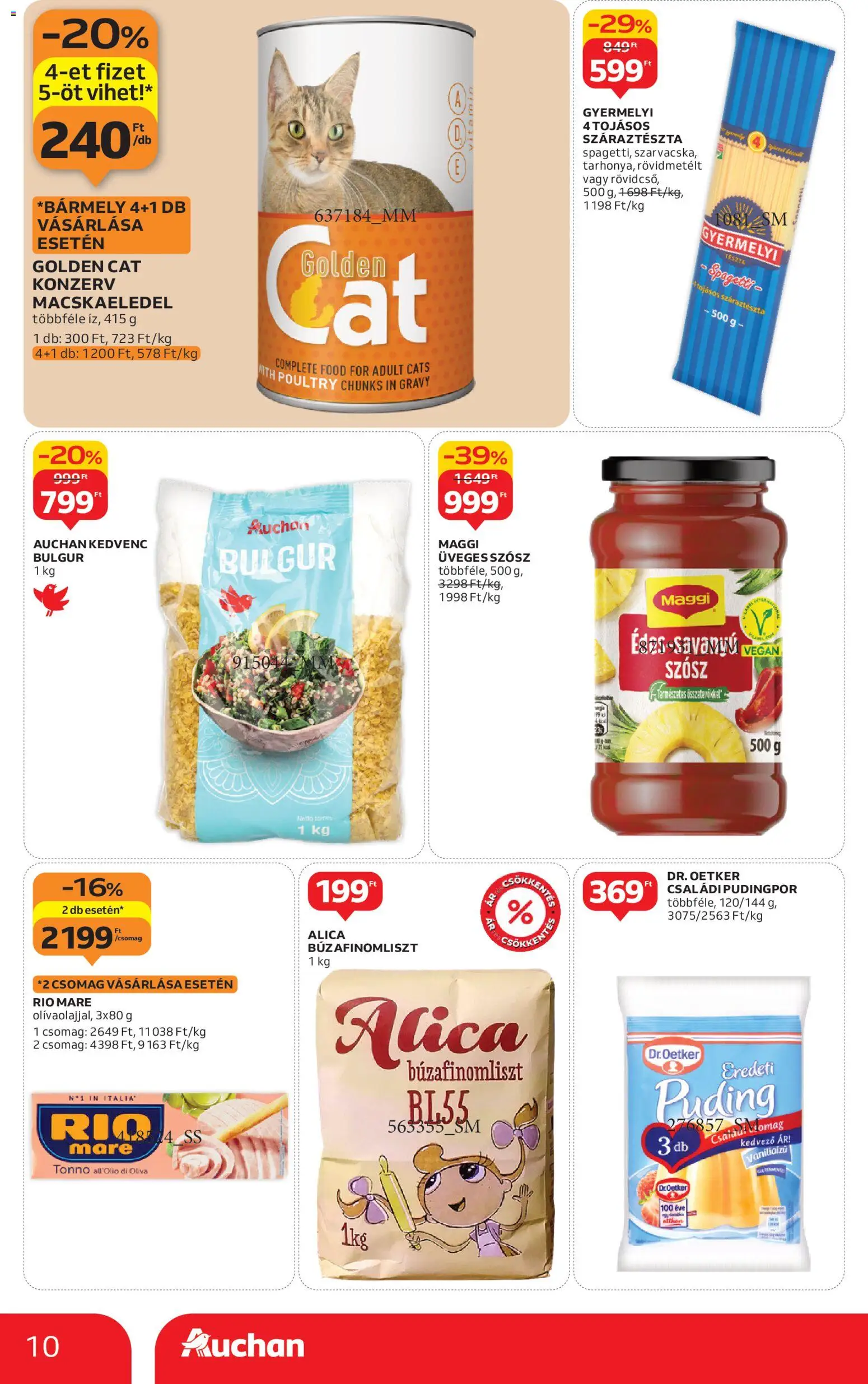 Auchan akciós ujság - amely érvényes a következő dátumtól: 15.01.2026 | Oldal: 10 | Termékek: Spagetti, Macskaeledel, Vegán, Szósz