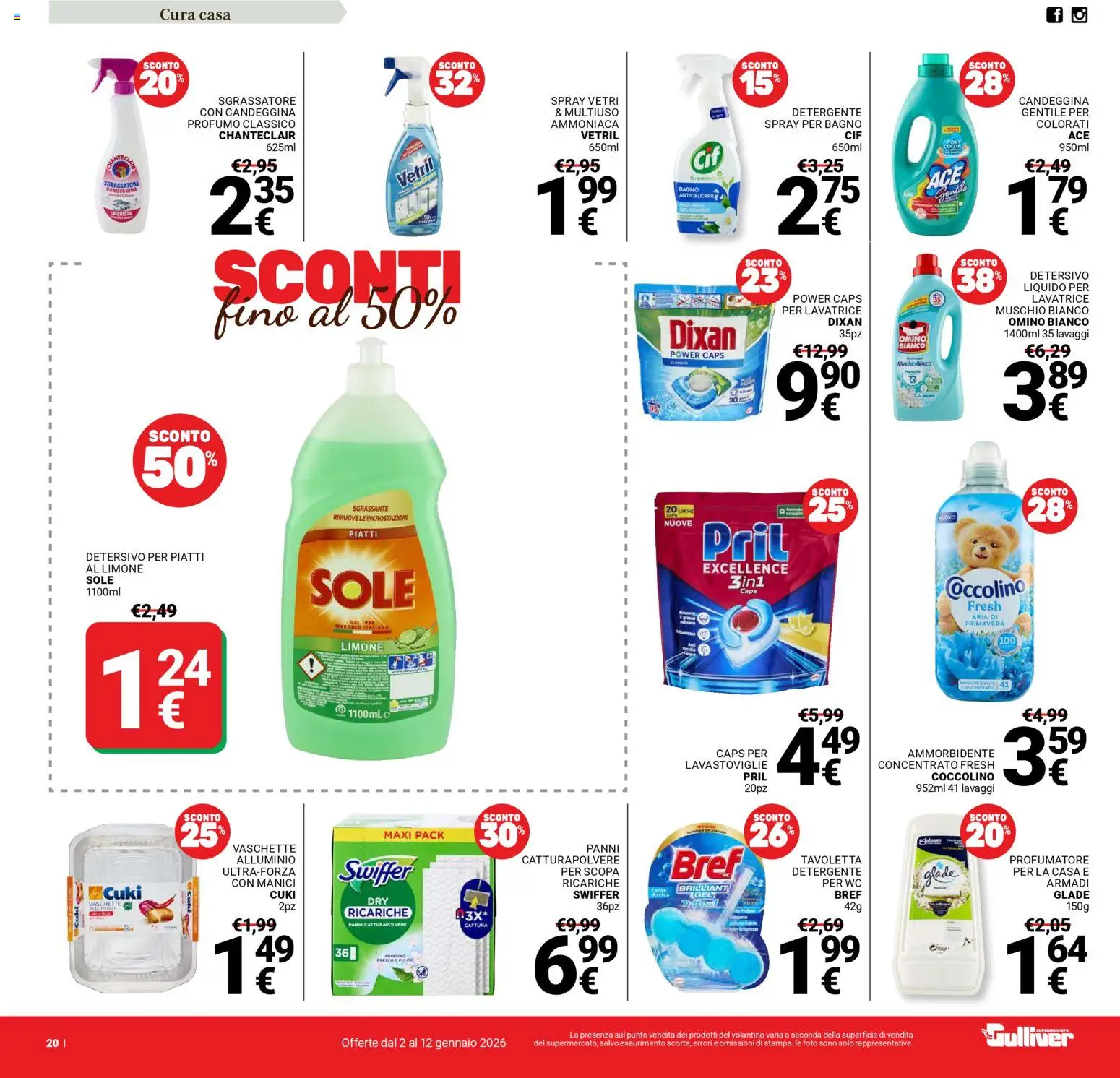 Volantino Gulliver del 02.01.2026 | Pagina: 20 | Prodotti: Ammorbidente, Detersivo per piatti, Lavastoviglie, WC