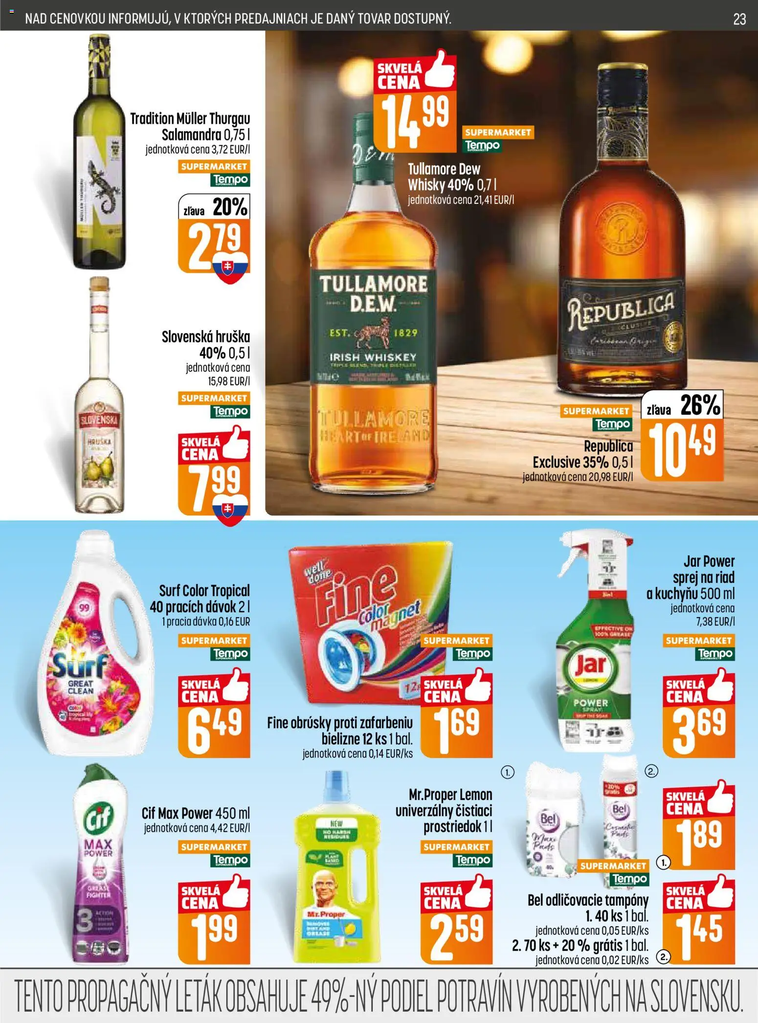 Nové COOP Jednota akcie – leták je platný od 09.04.2026 | Strana: 23 | Produkty: Republica, Whisky, Tullamore Dew, Jar
