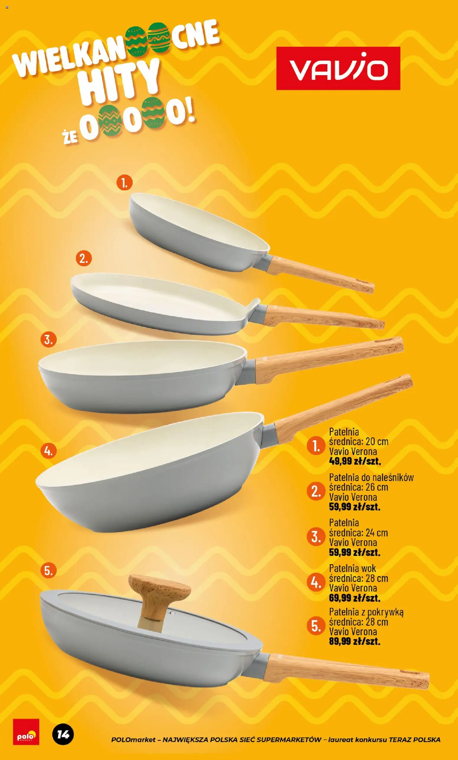 POLOmarket gazetka - Wielkanoc od 06.03.2026 | Strona: 14 | Produkty: Patelnia wok, Patelnia
