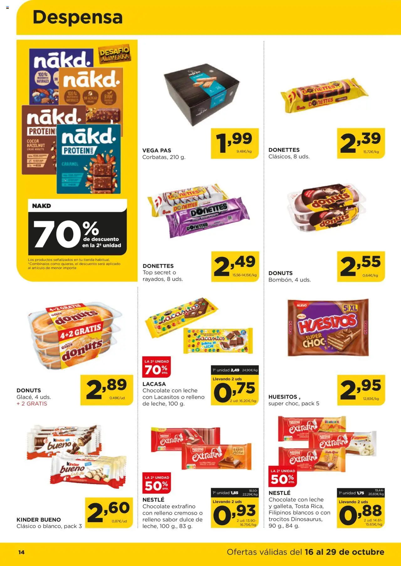 Alimerka folleto Asturias │ válido desde el 16.10.2025 | Página: 14 | Productos: Leche, Chocolate, Chocolate con leche, Donuts