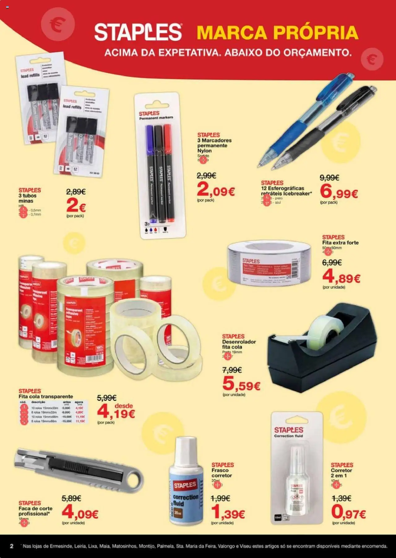 Staples folheto │ válido de 29.09.2025 | Página: 2 | Produtos: Faca, Pó, Corretor