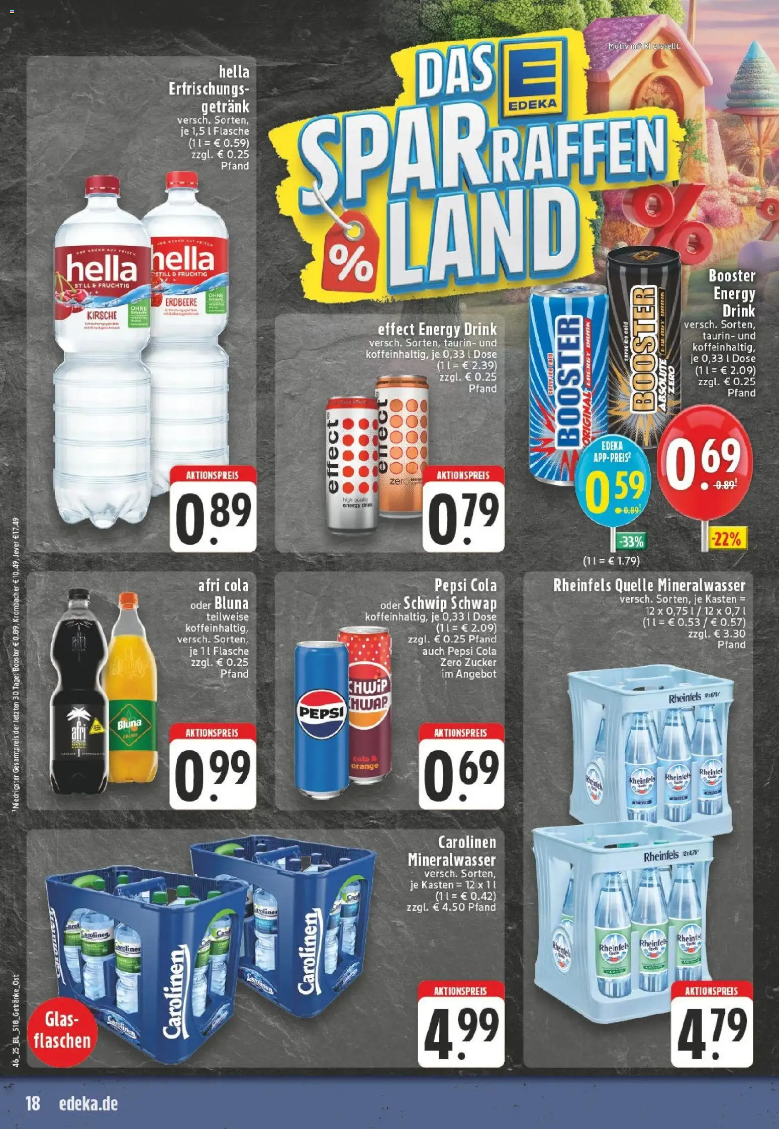 Edeka prospekt Werther	 – gültig ab 10.11.2025 | Seite: 18 | Produkte: Mineralwasser, Hella, Pepsi, Rheinfels quelle