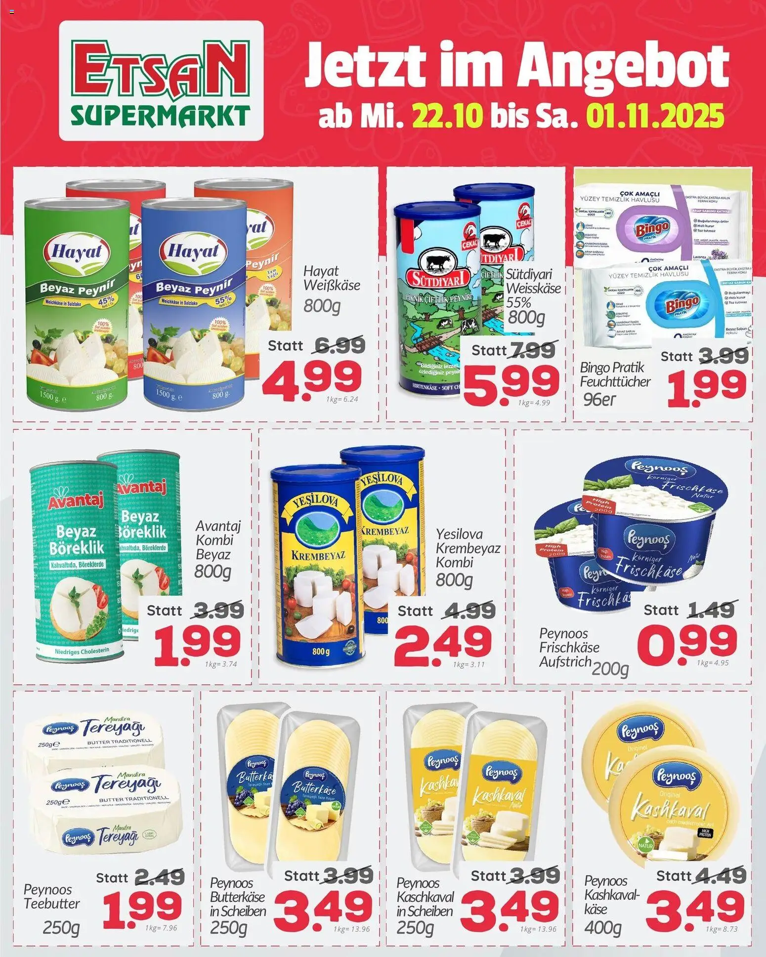 ETSAN Flugblatt gültig ab 22.10.2025 | Seite: 1 | Produkte: Butter, Käse