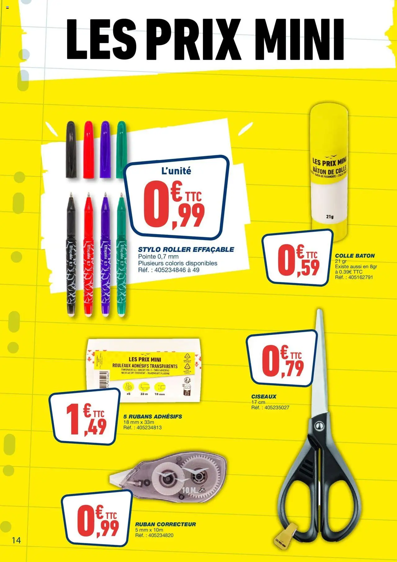  | Page: 14 | Produits: Correcteur, Stylo, Colle, Ciseaux