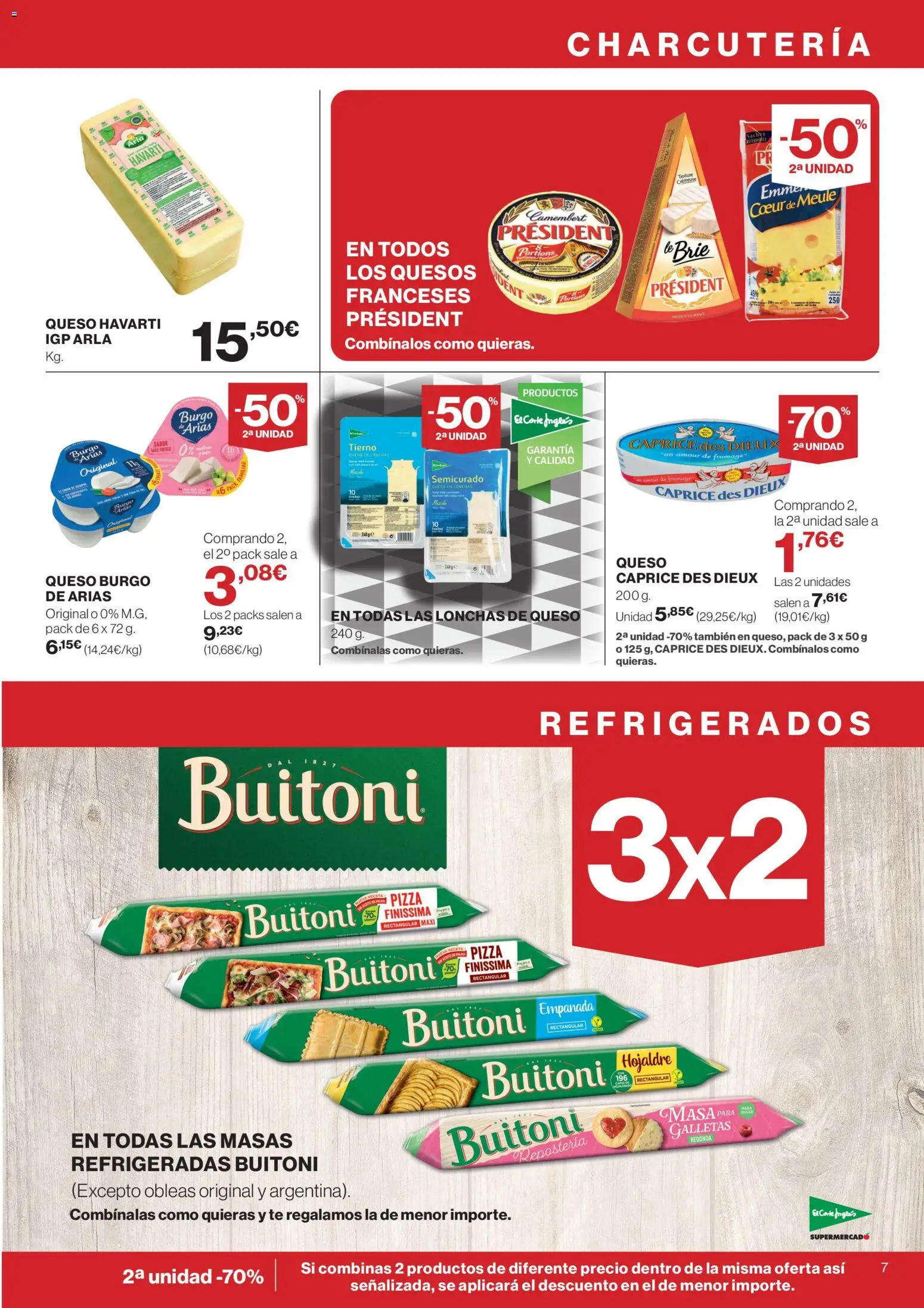 El Corte Inglés ofertas │ válido desde el 09.04.2026 | Página: 7 | Productos: Queso, Pizza, Té, Galletas