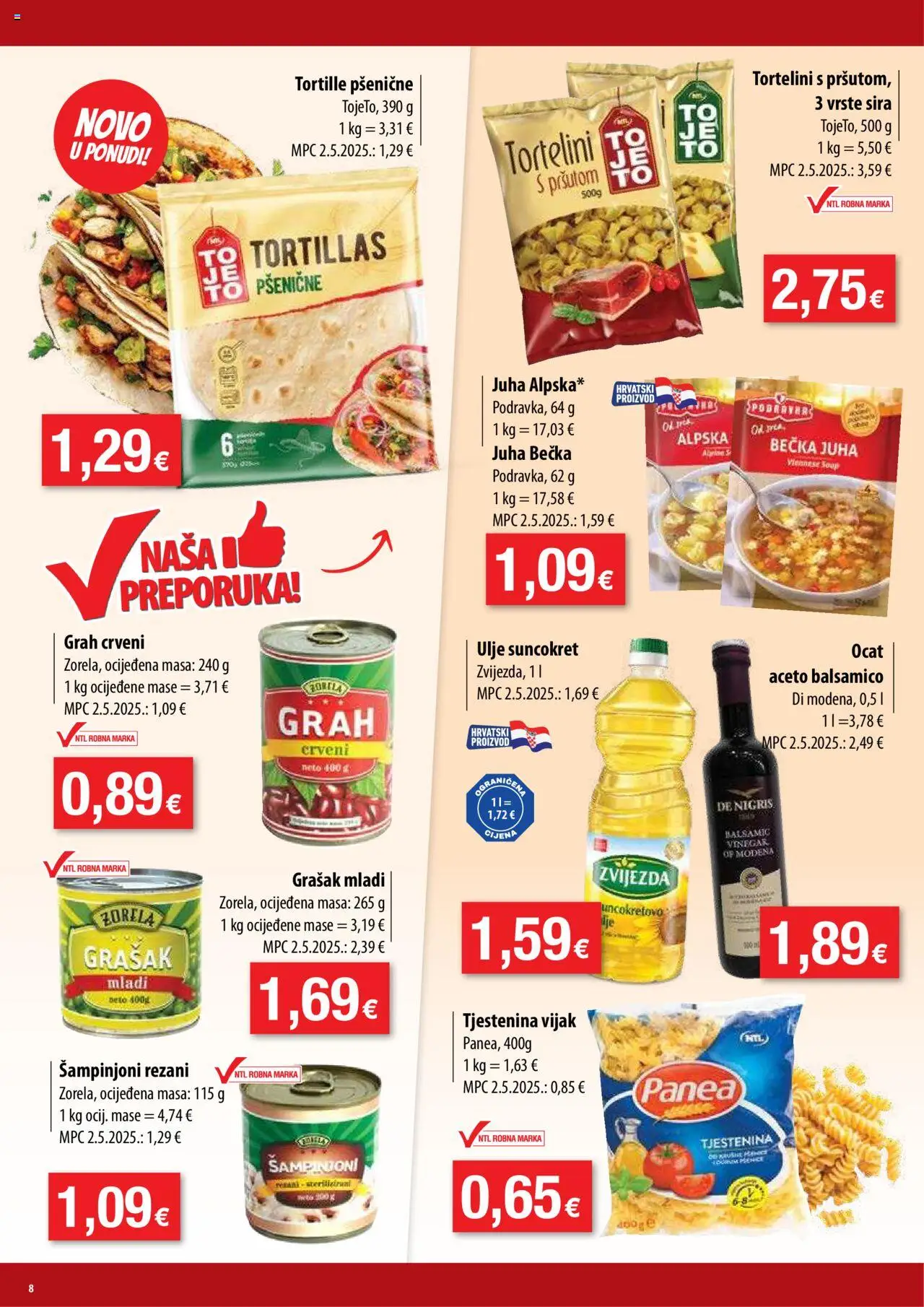 NTL katalog | vrijedi od 20.08.2025 | Stranica: 8 | Proizvodi: Ulje, Ocat, Grašak, Suncokret