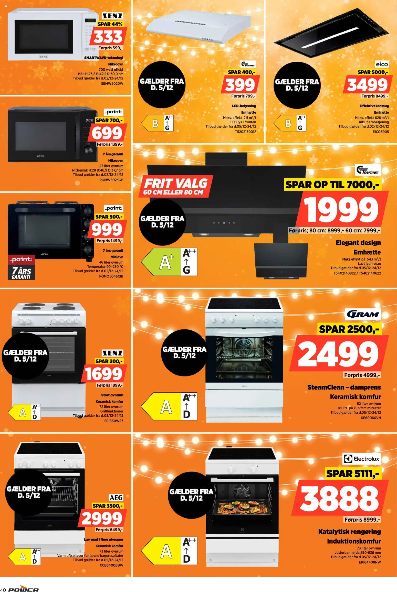 Power tilbudsavis – gyldig fra 02.12.2025 | Side: 40 | Produkter: Komfur