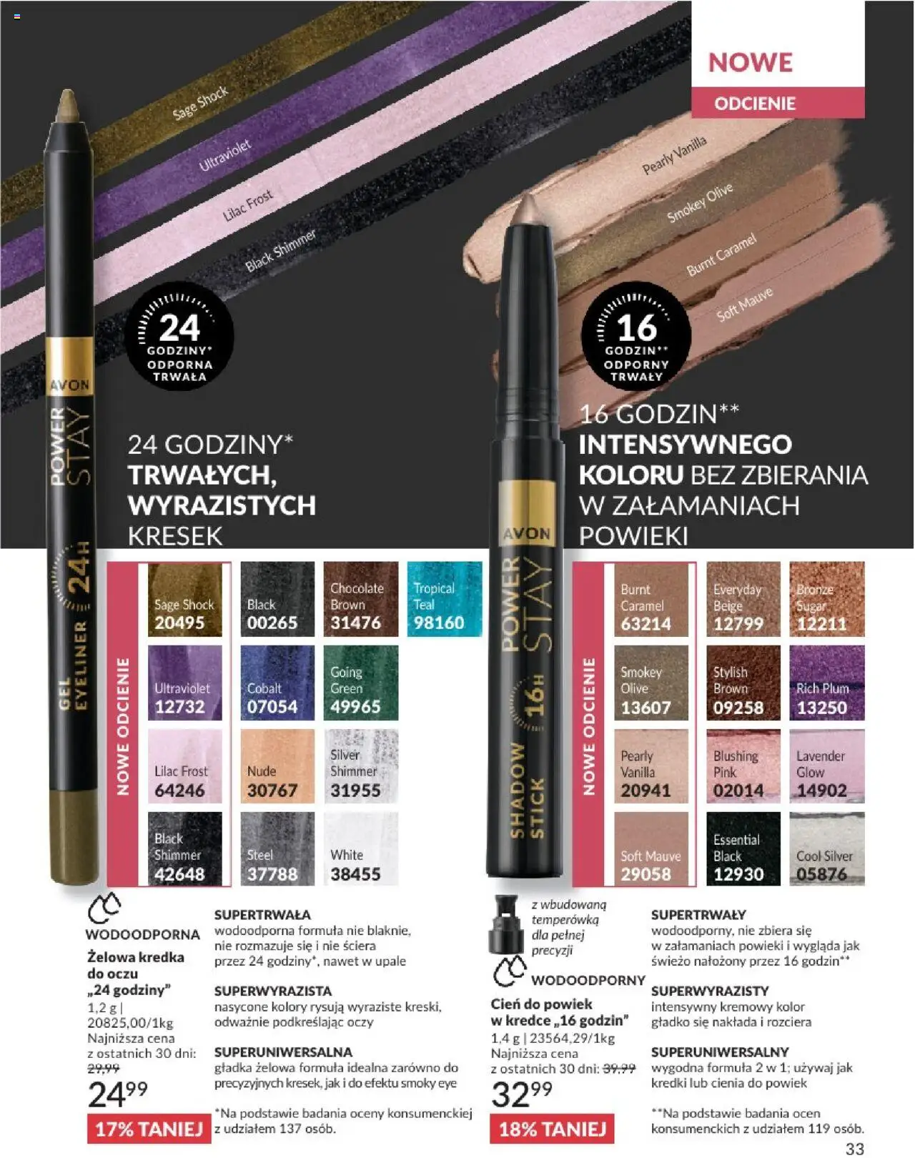 Avon Katalog 08 2025 od 01.08.2025 | Strona: 33 | Produkty: Temperówka, Eyeliner