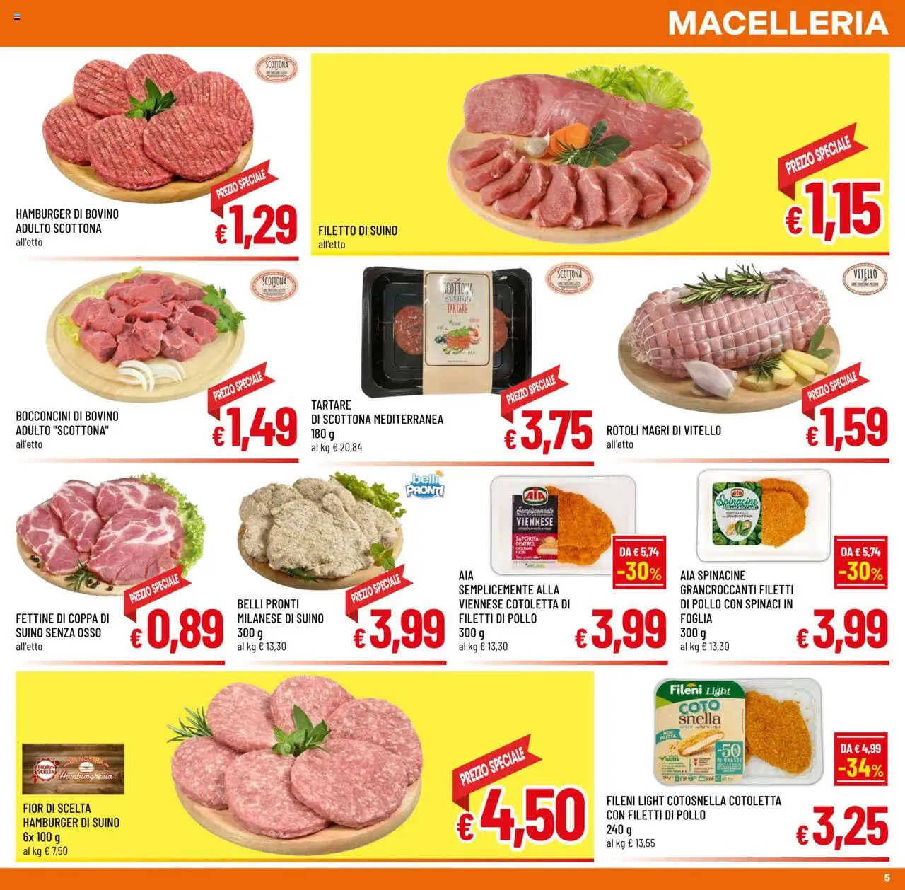 Volantino A&O del 15.09.2025 | Pagina: 5 | Prodotti: Pollo, Suino, Spinaci, Hamburger