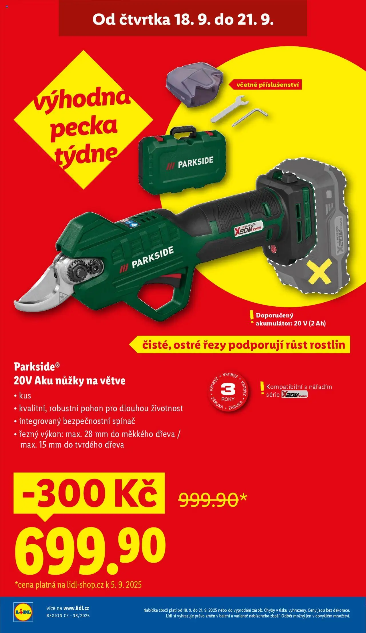 Lidl leták od 18.09.2025 | Strana: 8 | Produkty: Parkside, Nůžky, Nůžky na větve, Aku nůžky