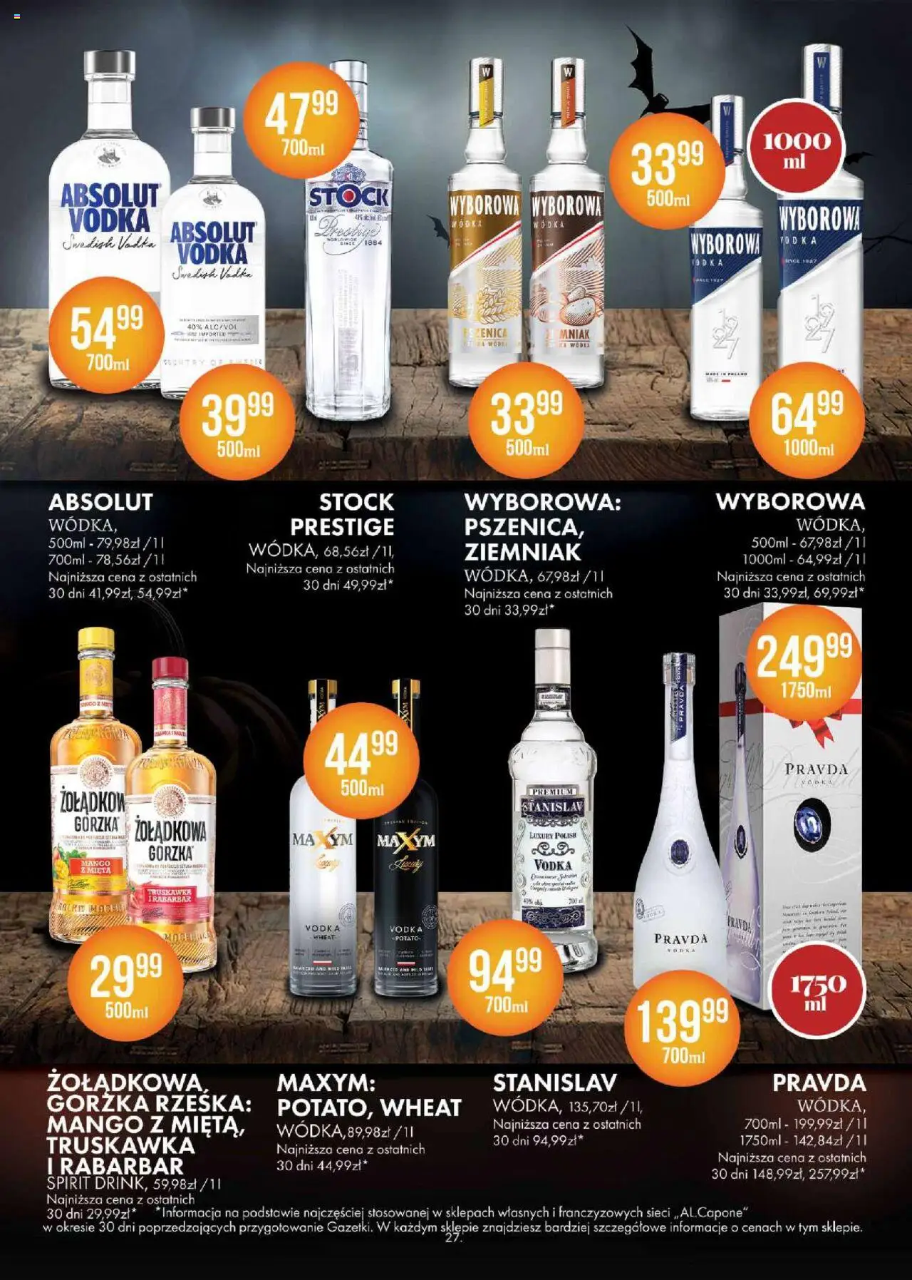 Al.Capone Gazetka od 13.10.2025 | Strona: 27 | Produkty: Mango, Mięta, Vodka, Wódka