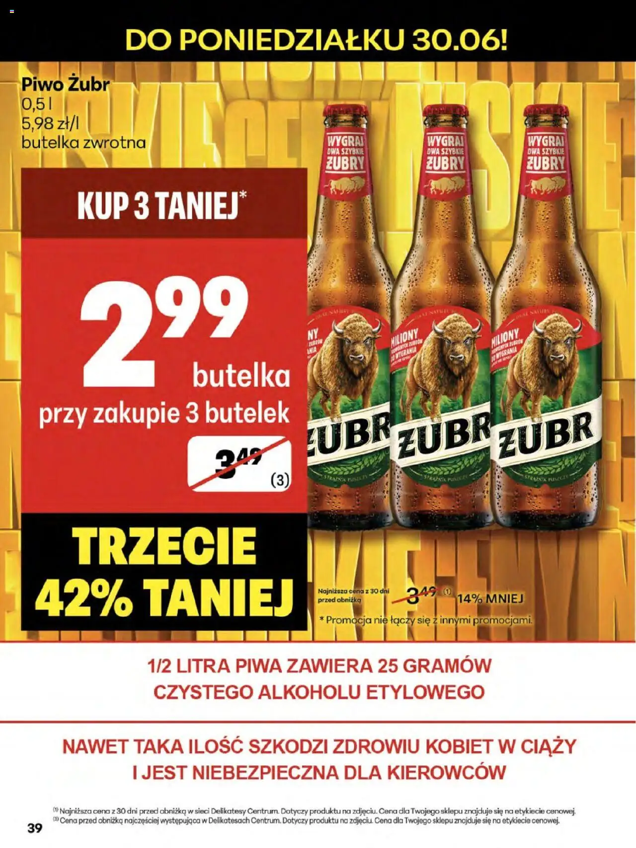 Delikatesy Centrum Gazetka od 29.05.2025 | Strona: 39 | Produkty: Piwo żubr, Delikatesy, Piwo
