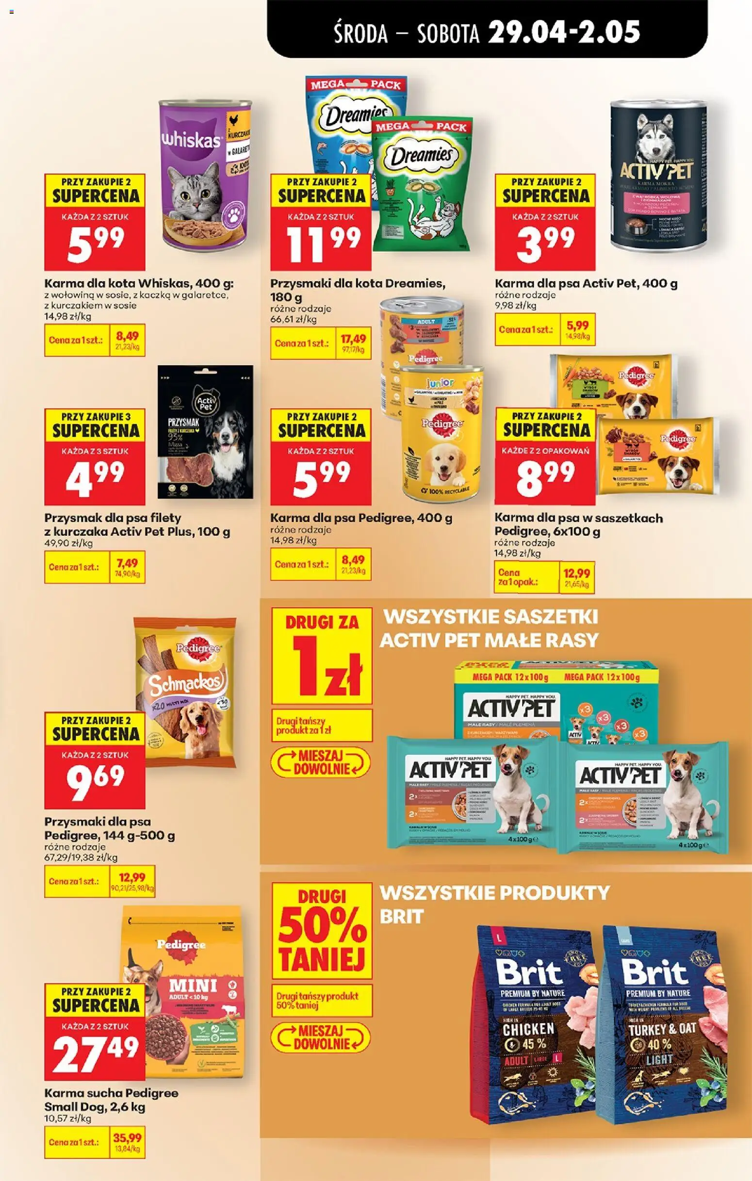 Biedronka gazetka od środy od 29.04.2026 | Strona: 96 | Produkty: Filety z kurczaka, Przysmaki dla kota, Kaczka, Karma dla kota