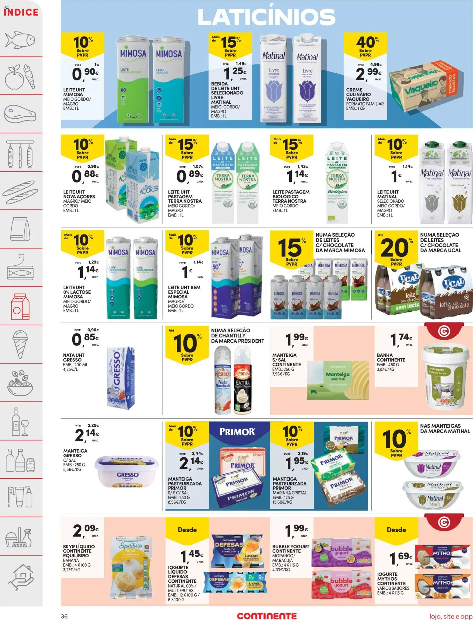 Continente folheto │ válido de 03.03.2026 | Página: 36 | Produtos: Chantilly, Leite, Nata, Iogurte liquido