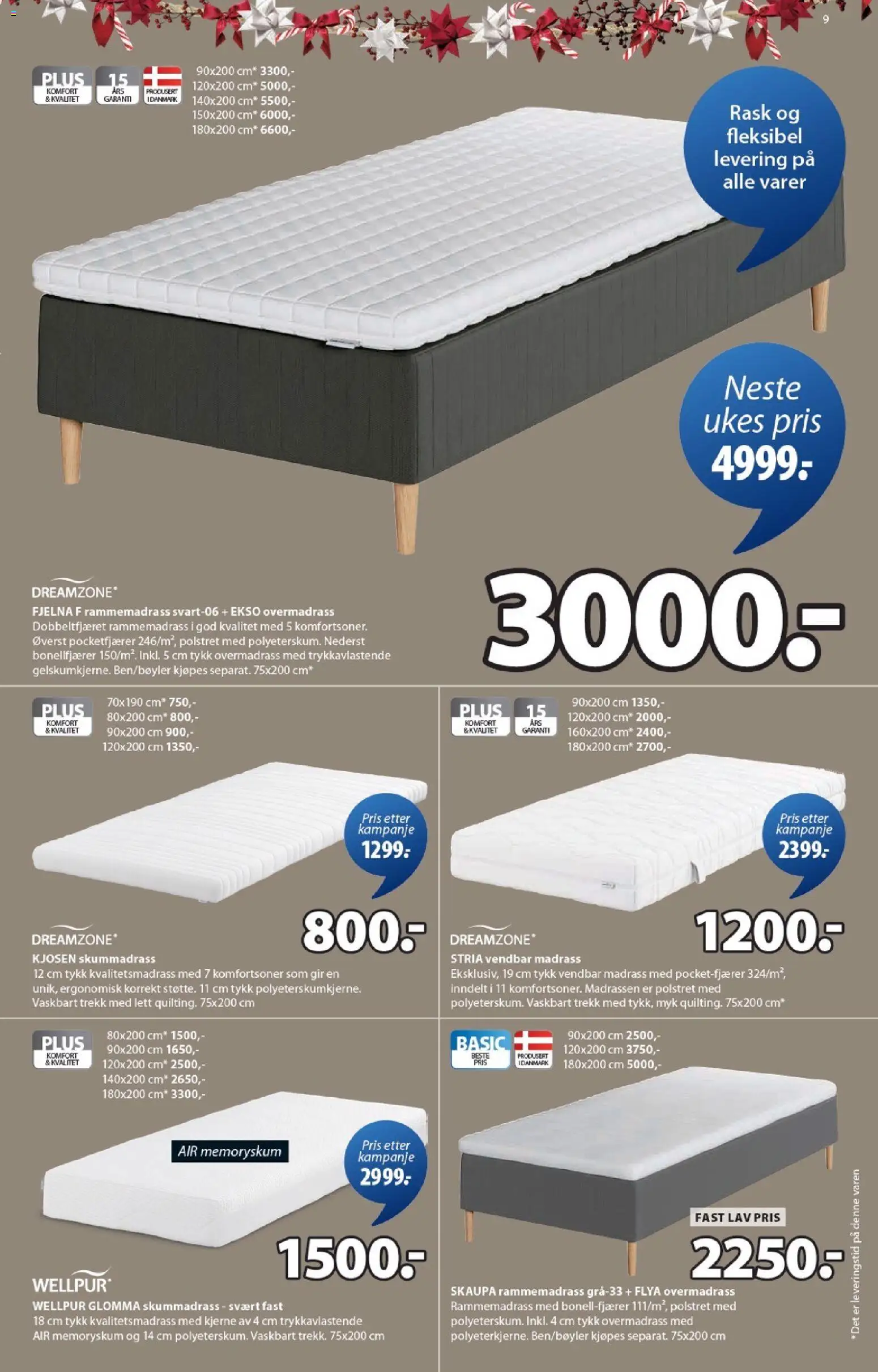 {H1} | Side: 9 | Produkter: Overmadrass, Rammemadrass, Madrass