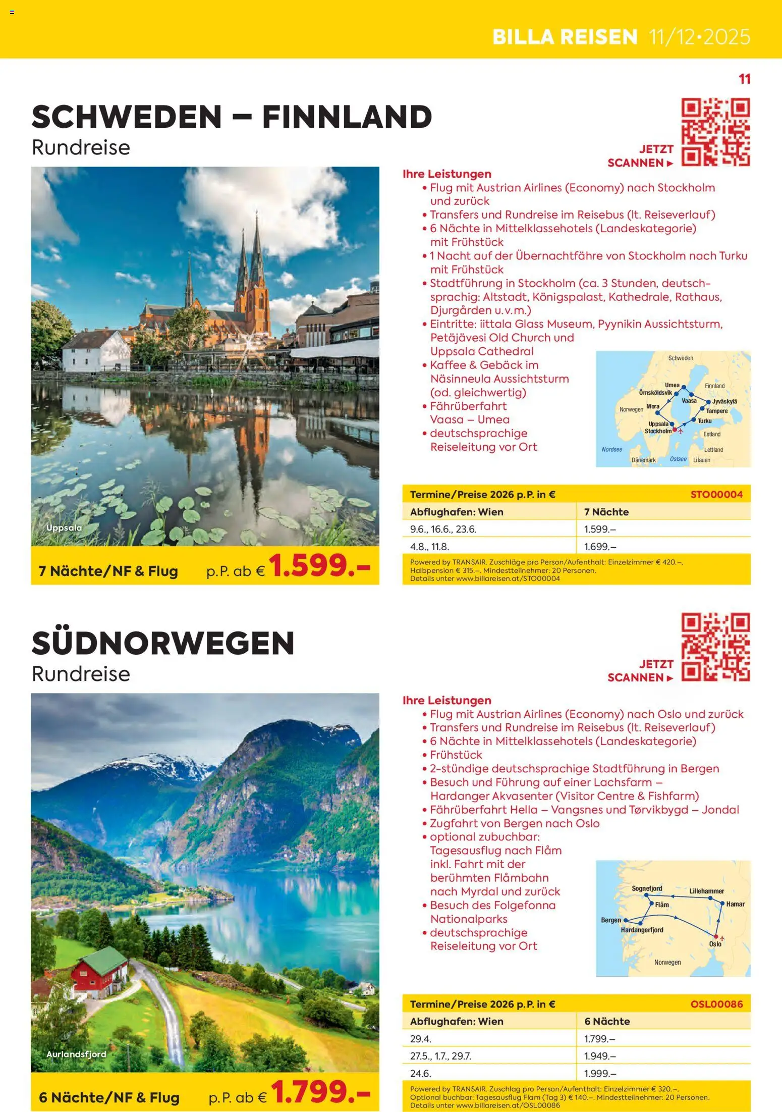 Billa Kreuzfahrten Rundreisen Erlebnisreisen 11/12-25 gültig ab 24.11.2025 | Seite: 11 | Produkte: Kaffee