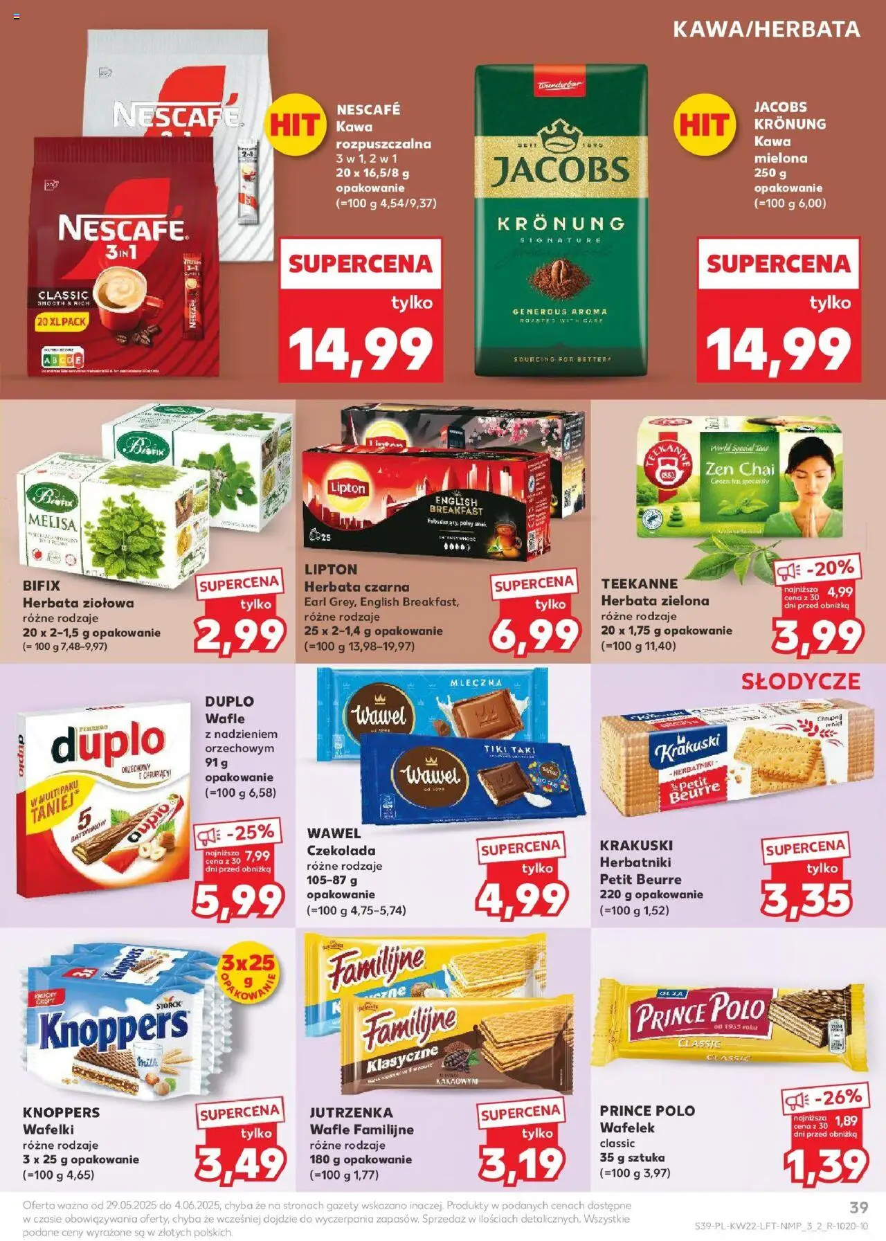 Kaufland gazetka od 29.05.2025 | Strona: 39 | Produkty: Knoppers, Nescafe, Herbatniki, Czekolada