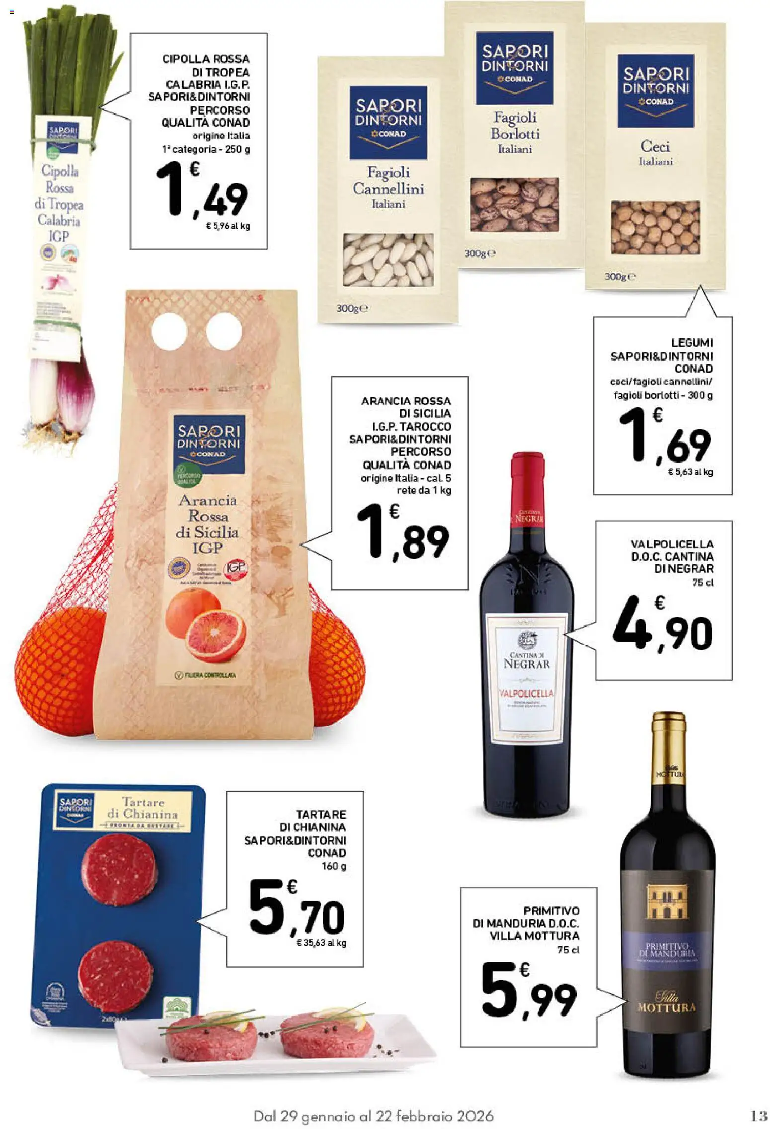 Volantino Conad del 29.01.2026 | Pagina: 13 | Prodotti: Legumi, Cannellini, Fagioli, Arancia