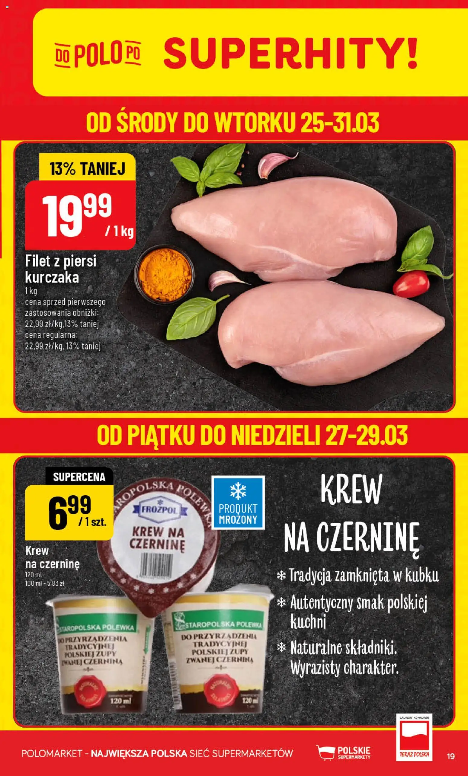 POLOmarket gazetka od 25.03.2026 | Strona: 19 | Produkty: Piersi, Filet z piersi kurczaka