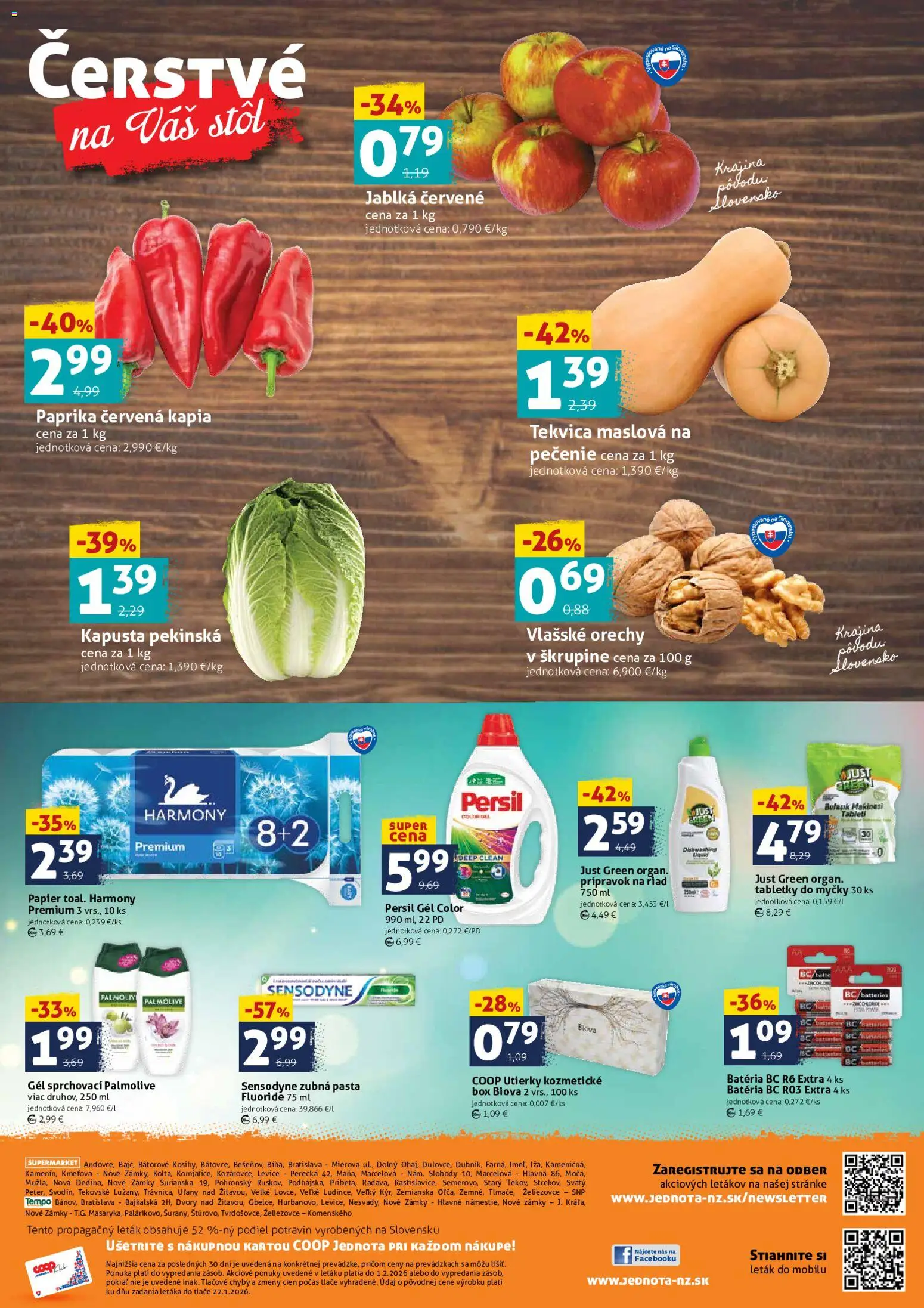 Nové COOP Jednota akcie – leták je platný od 30.01.2026 | Strana: 4 | Produkty: Stôl, Kapusta, Jablká, Orechy