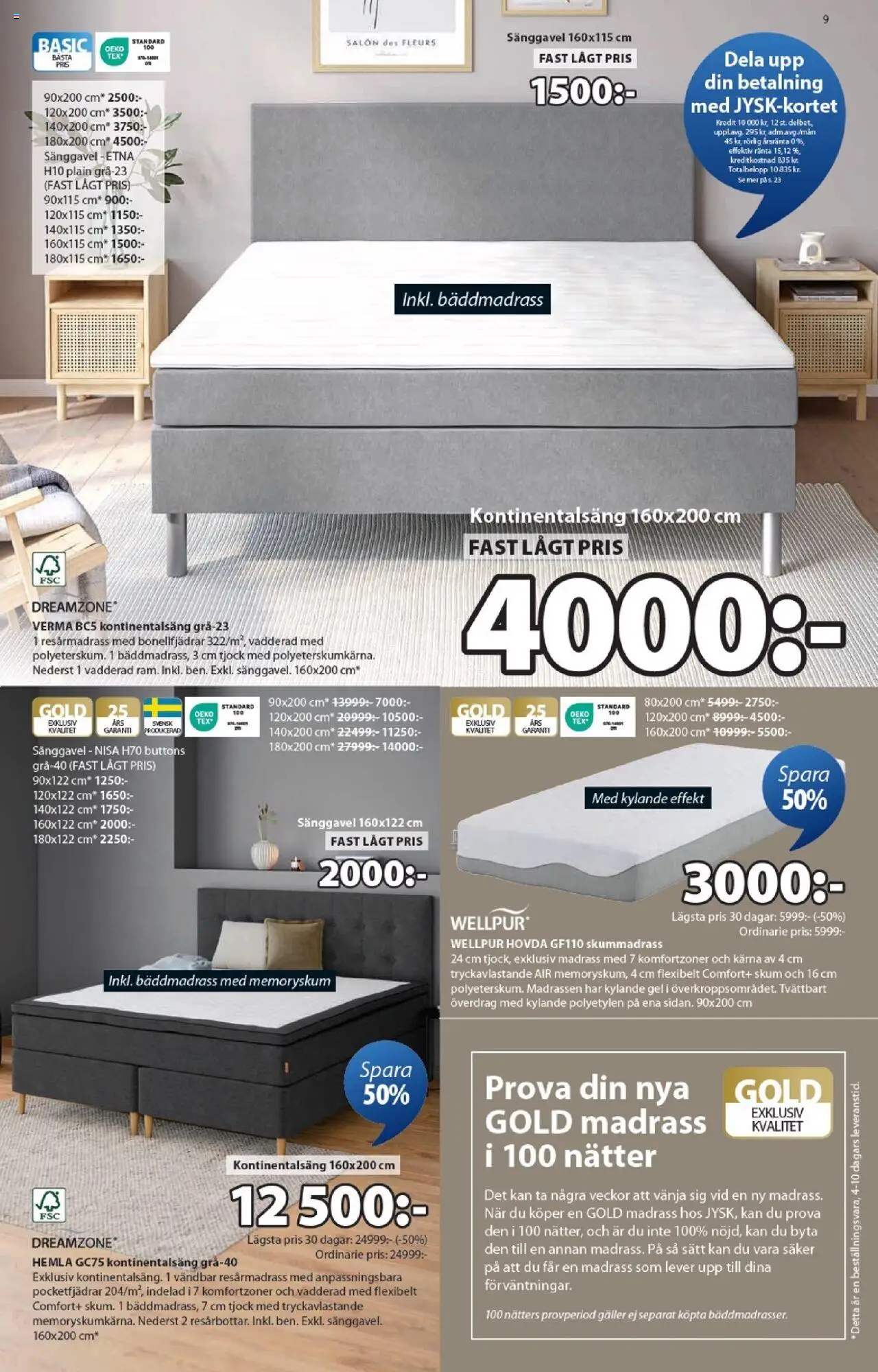 JYSK reklamblad aktuell från 22.09.2025 | Sida: 9 | Produkter: Bäddmadrass, Skummadrass, Madrass, Galler
